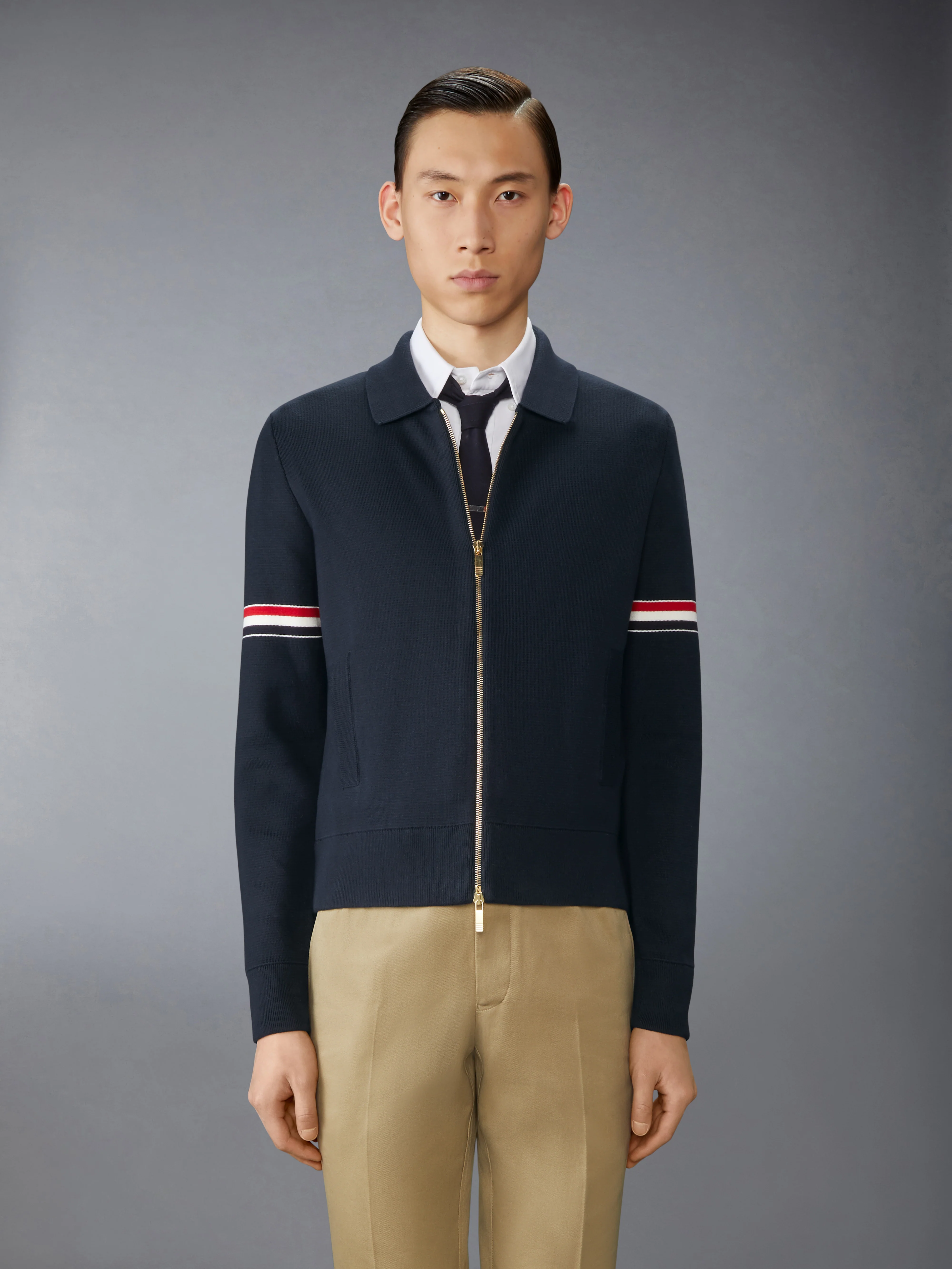 COTTON MILANO STITCH ARMBAND BOMBER JACKET