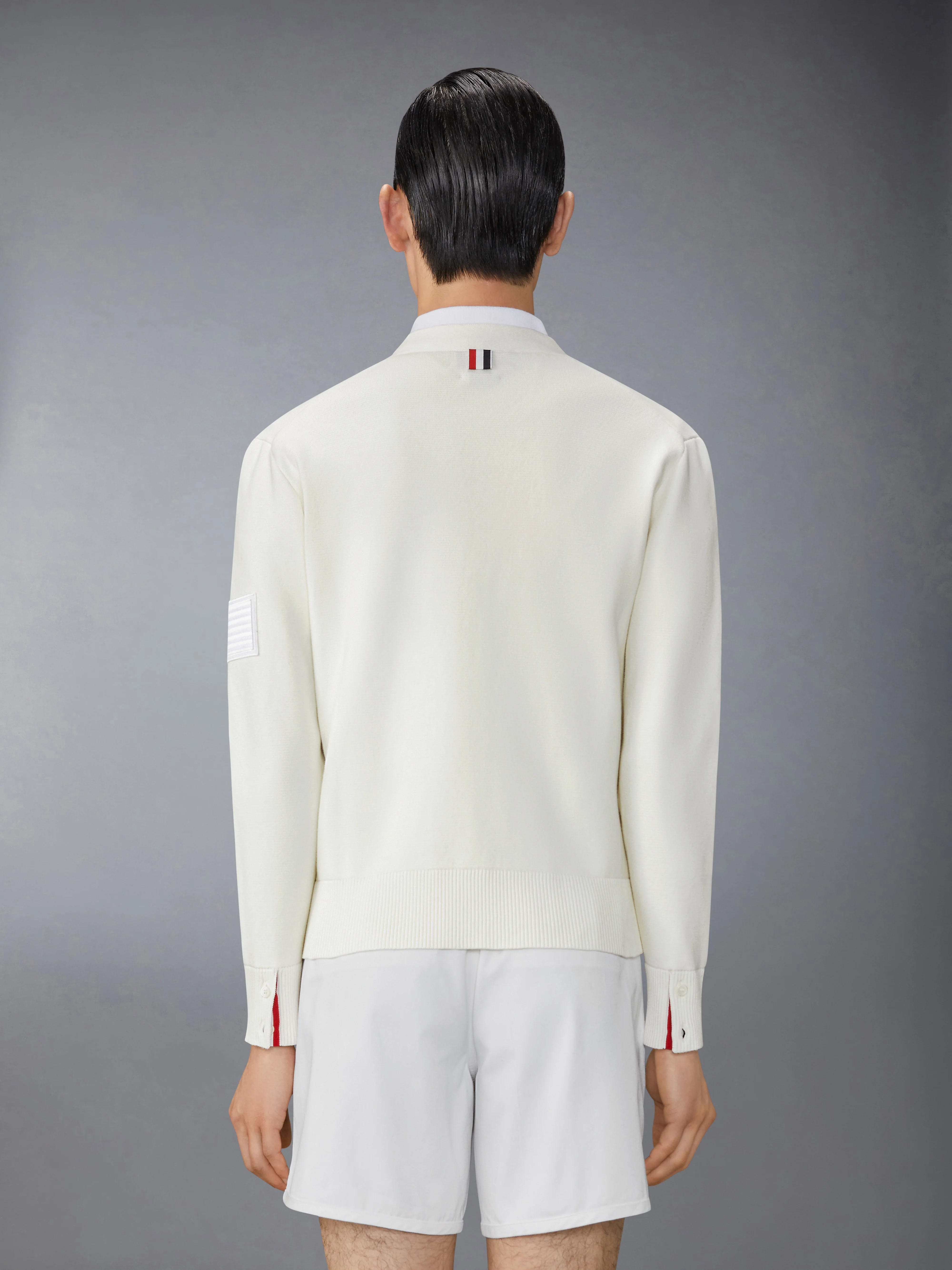 COTTON MILANO STITCH FLAG PATCH CARDIGAN
