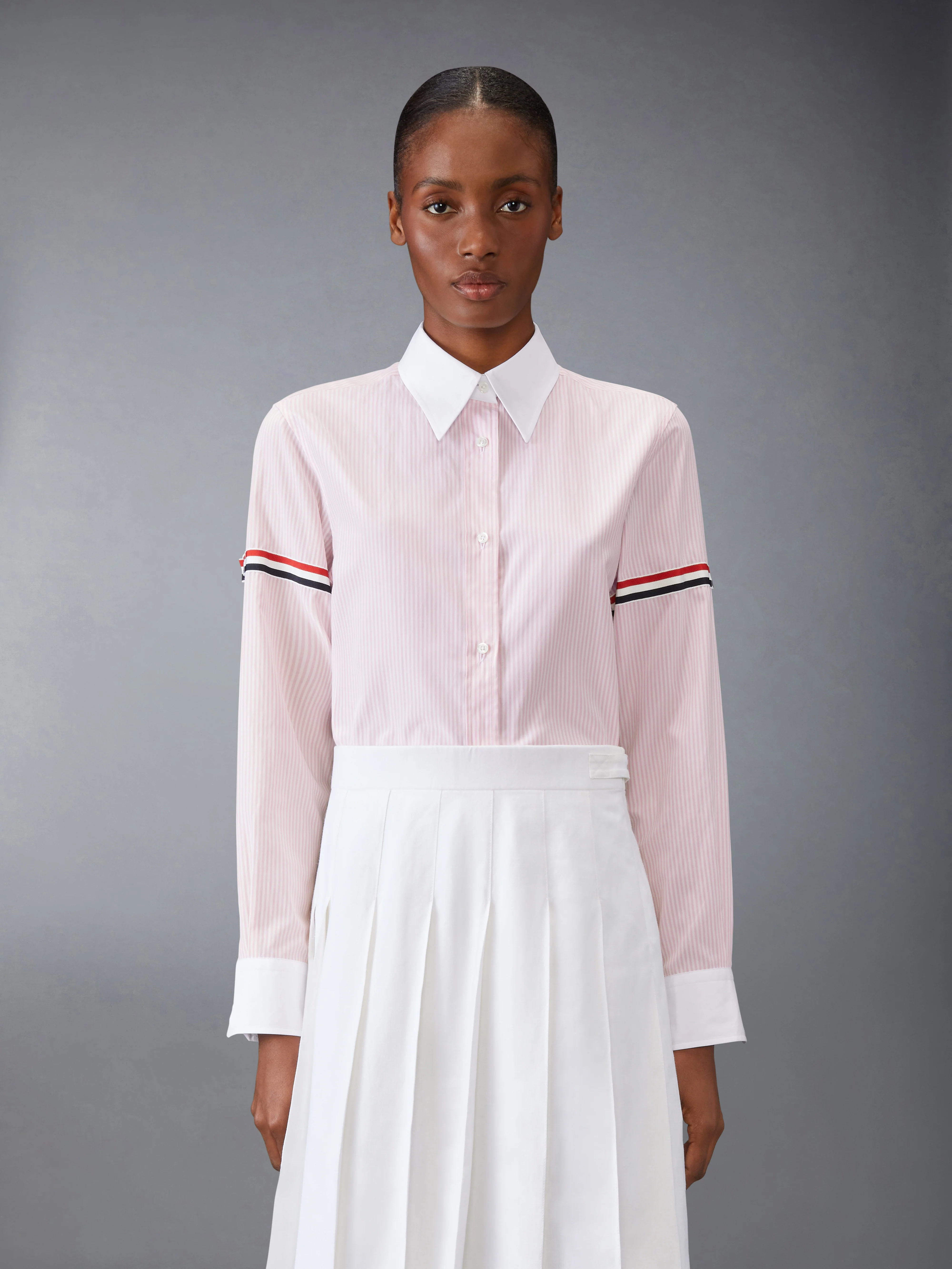 COTTON SILK ARMBAND POINT COLLAR SHIRT