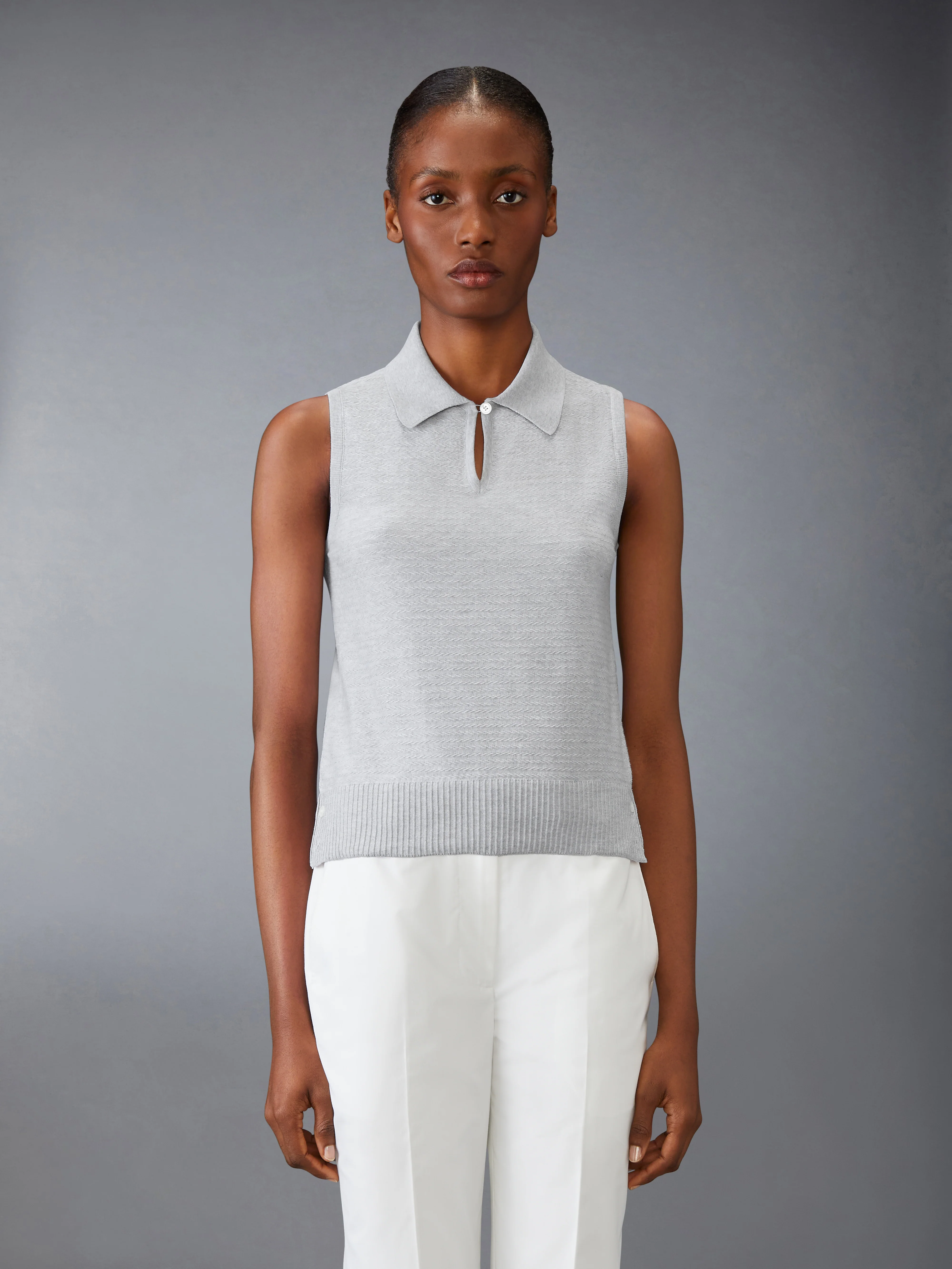 COTTON SILK KEYHOLE POLO