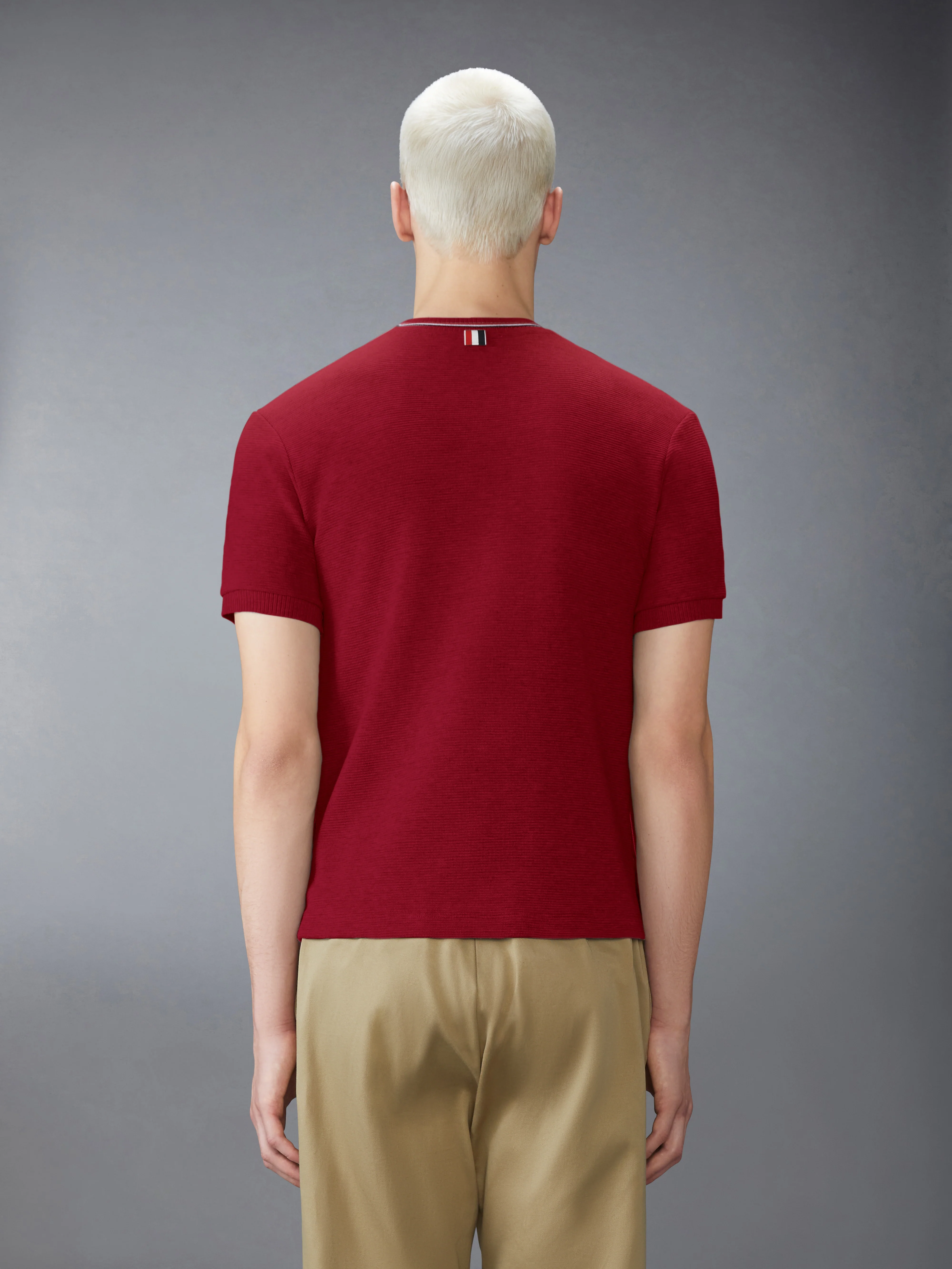 COTTON WAFFLE RIB CUFF TEE