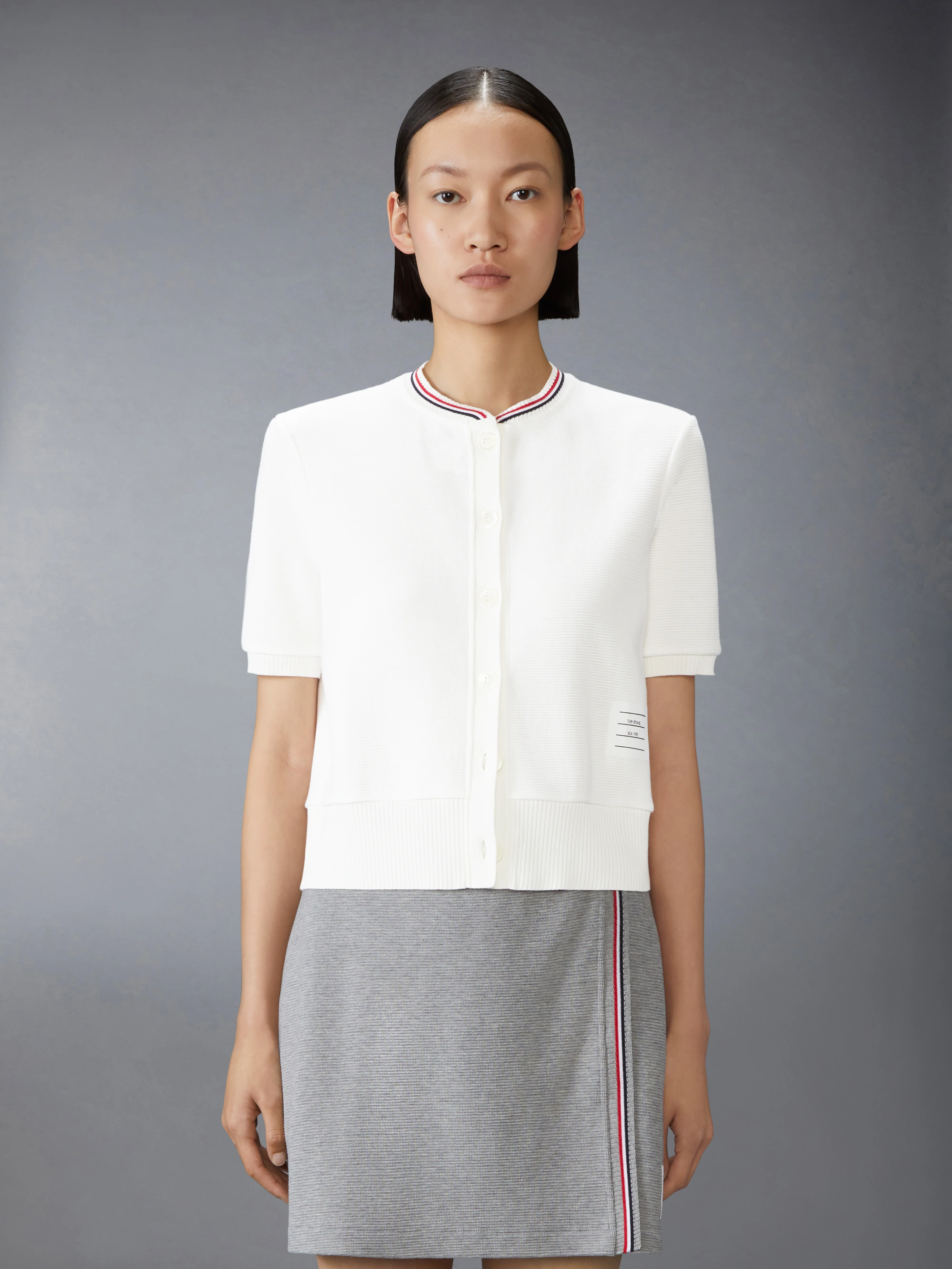 COTTON WAFFLE SHORT SLEEVE CARDIGAN