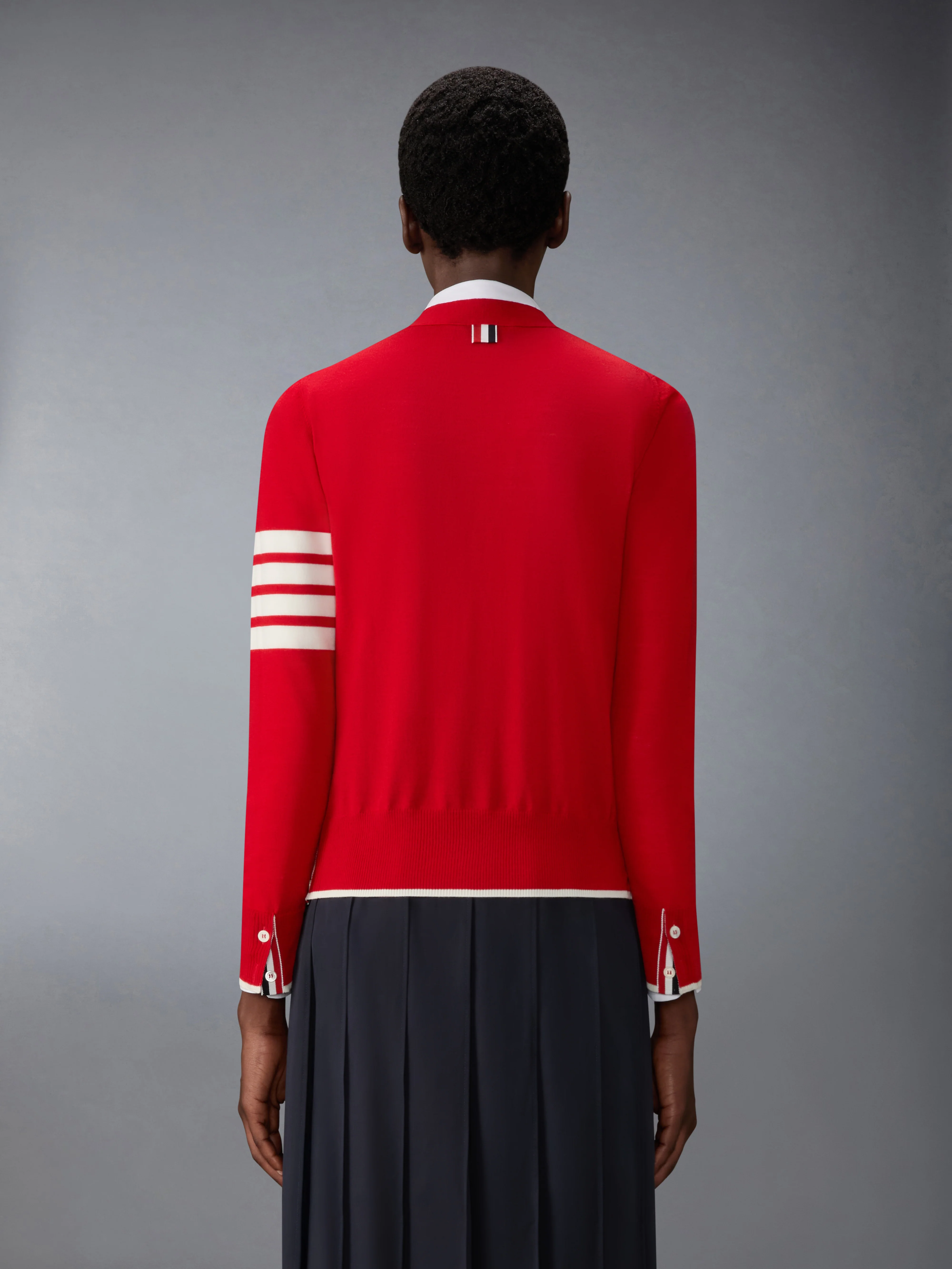 FINE MERINO WOOL 4-BAR RELAXED FIT CARDIGAN