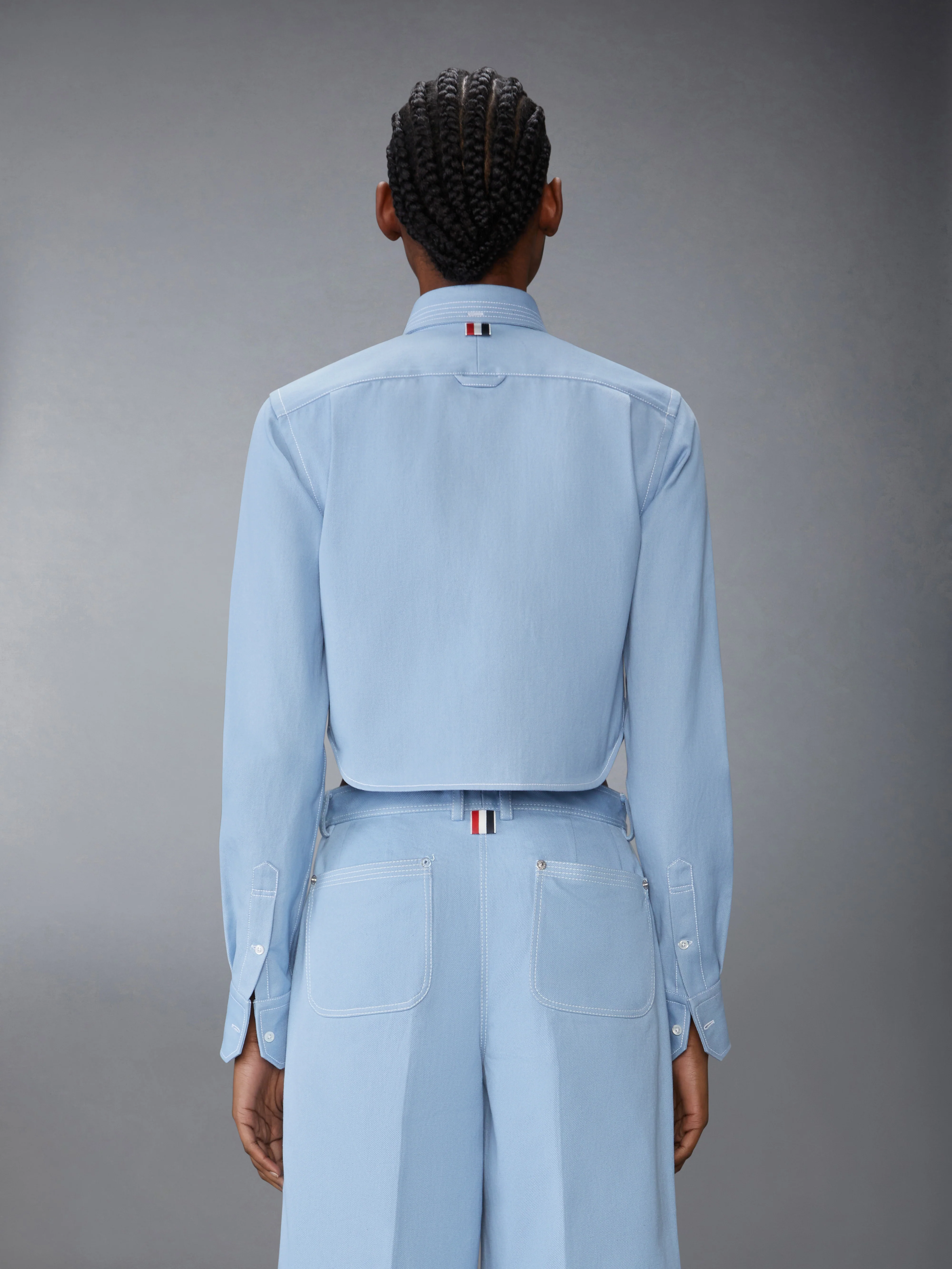 DENIM CLASSIC CROPPED LONG SLEEVE SHIRT