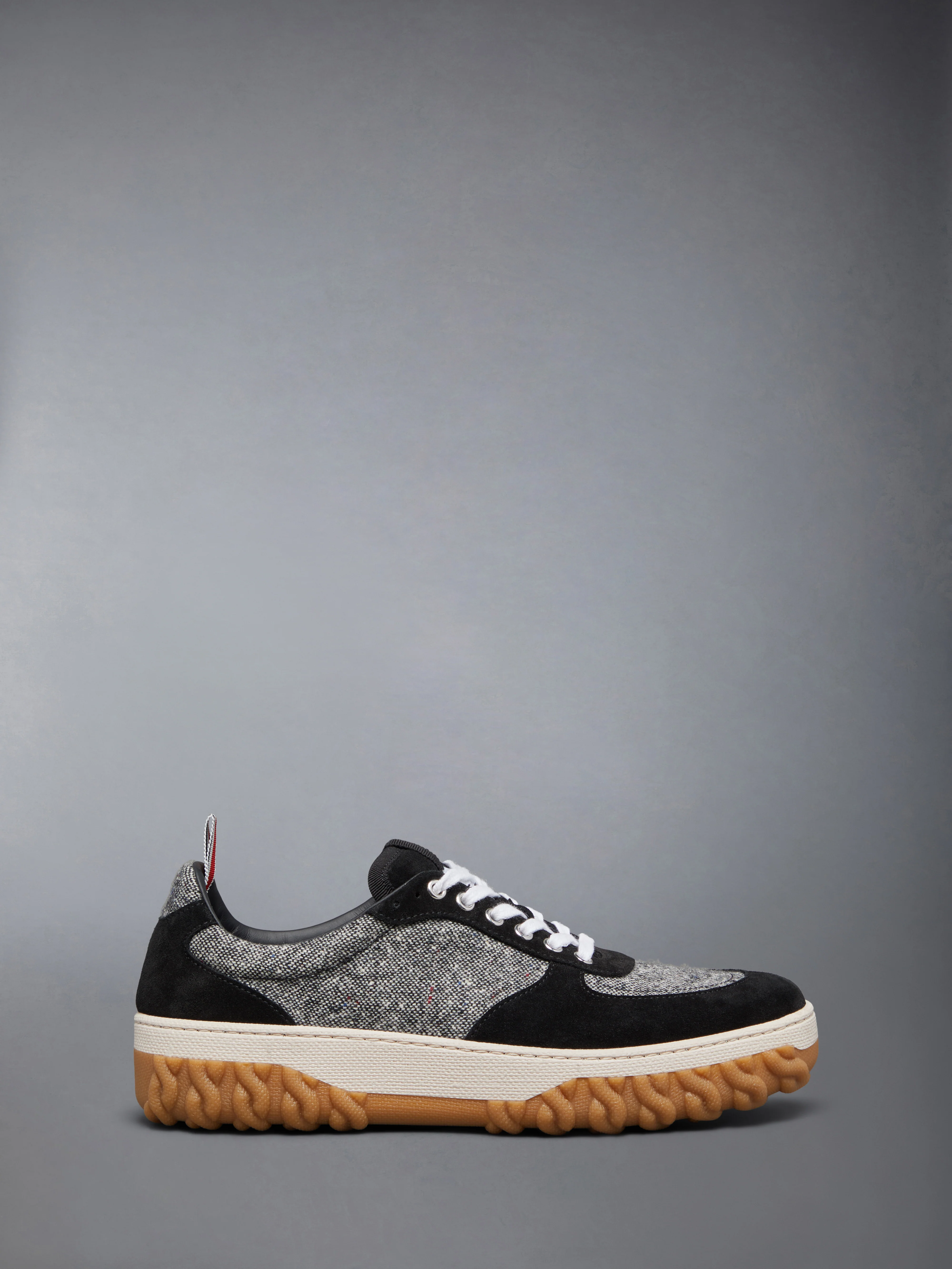 DONEGAL TWEED CABLE KNIT SOLE LETTERMAN SNEAKERS