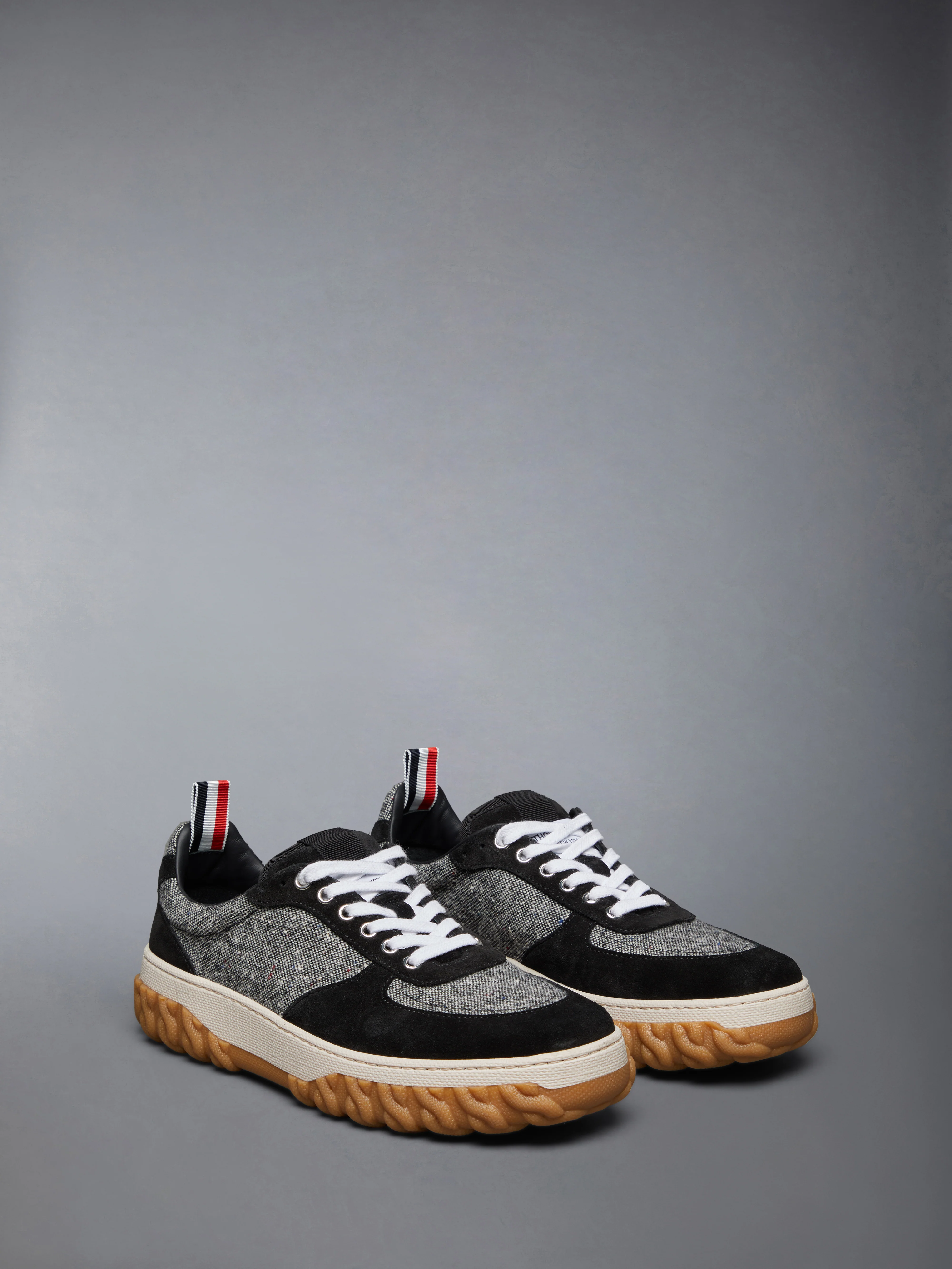 DONEGAL TWEED CABLE KNIT SOLE LETTERMAN SNEAKERS