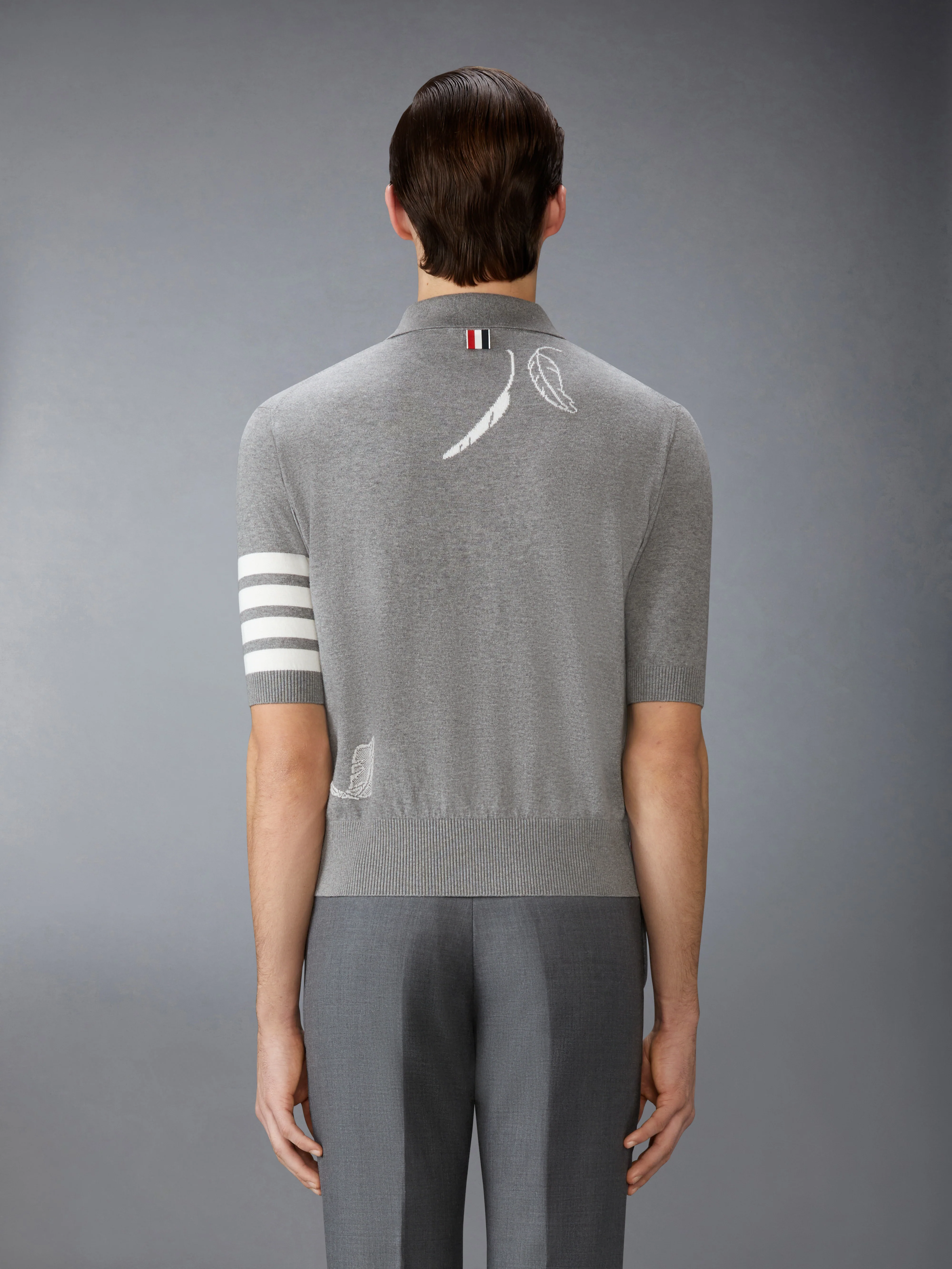 FEATHER INTARSIA 4-BAR POLO