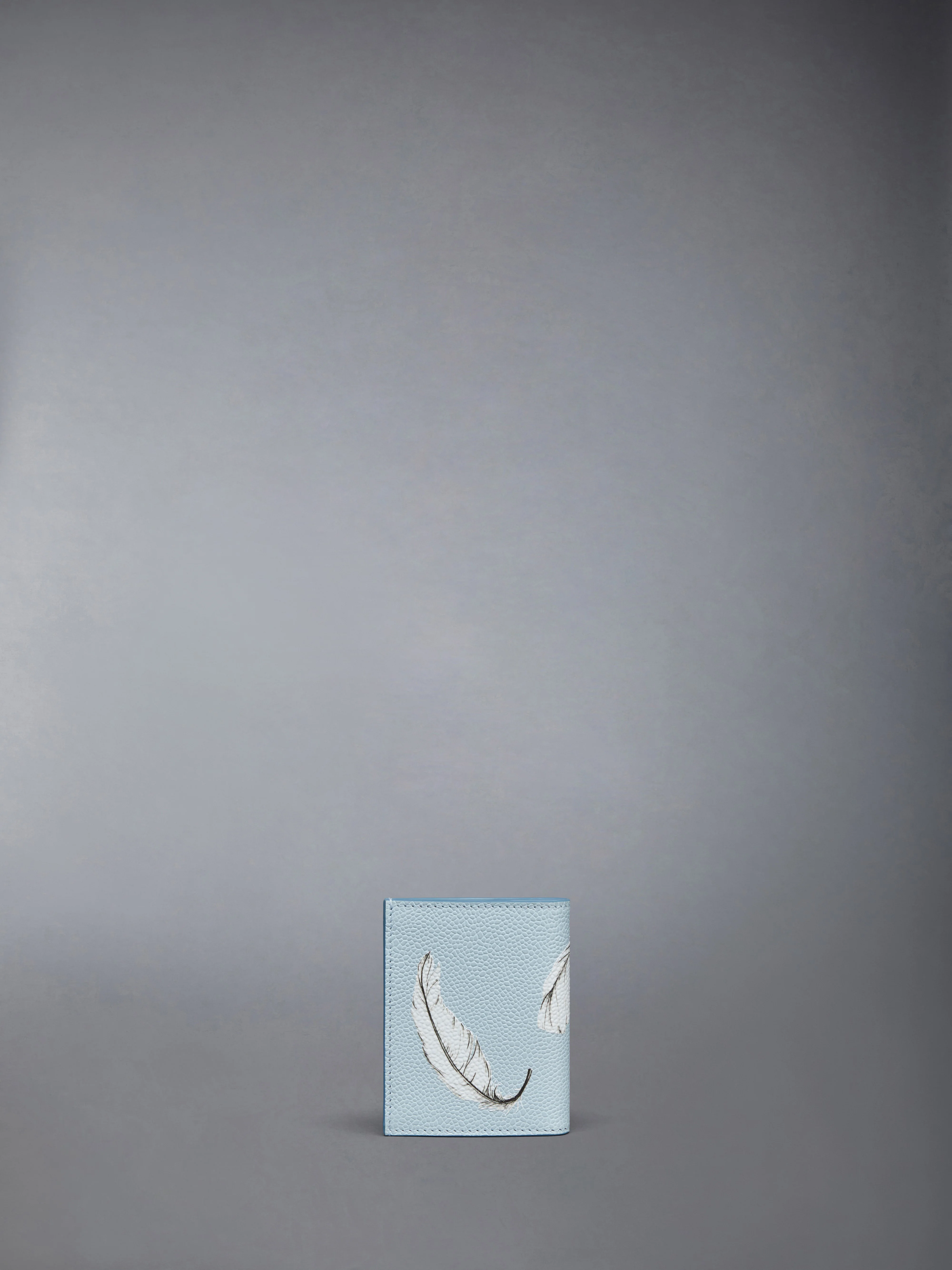 FEATHER PRINT PEBBLE GRAIN DOUBLE CARD HOLDER