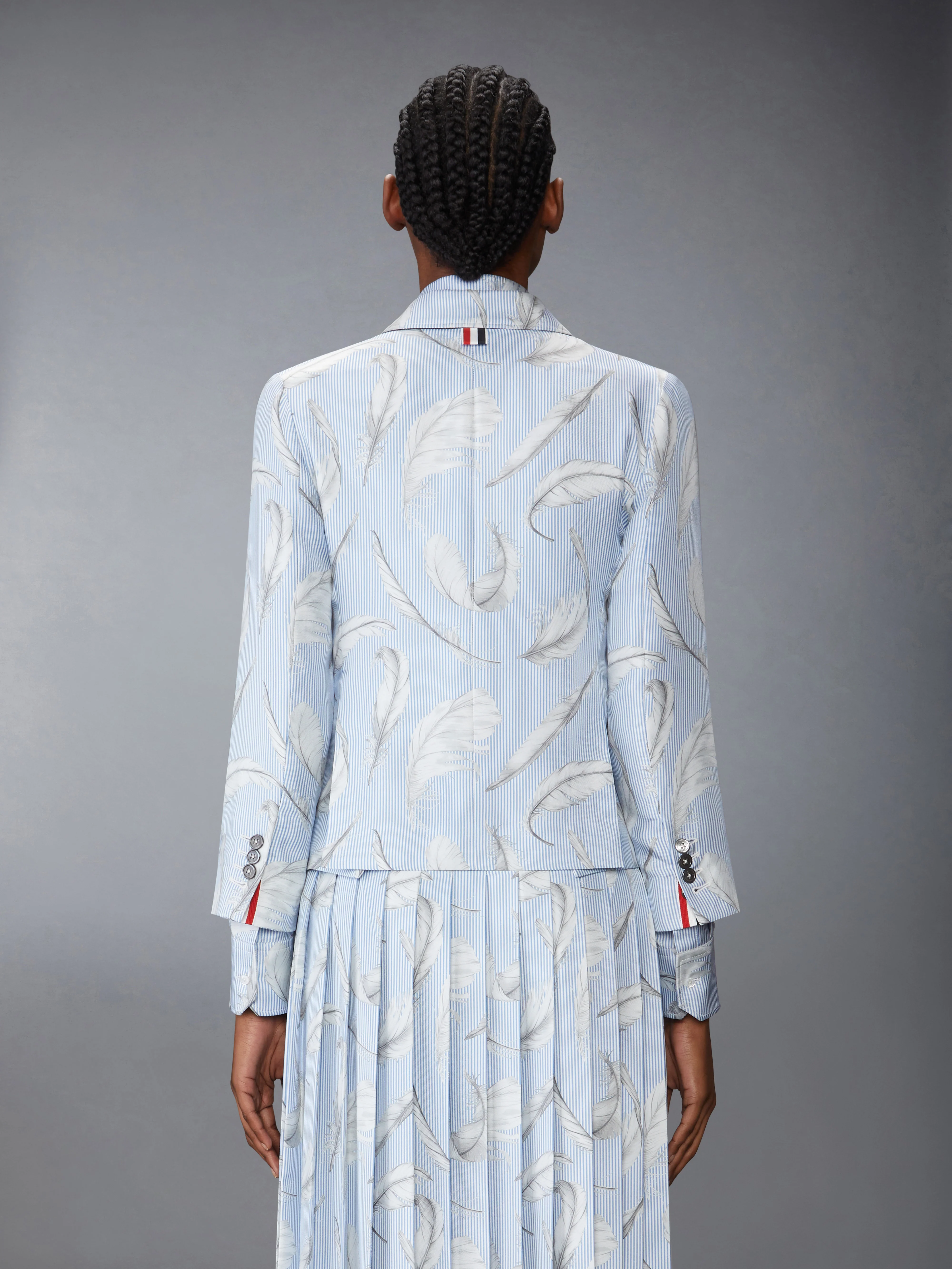 FEATHER PRINTED SILK TWILL HIGH ARMHOLE SPORTCOAT