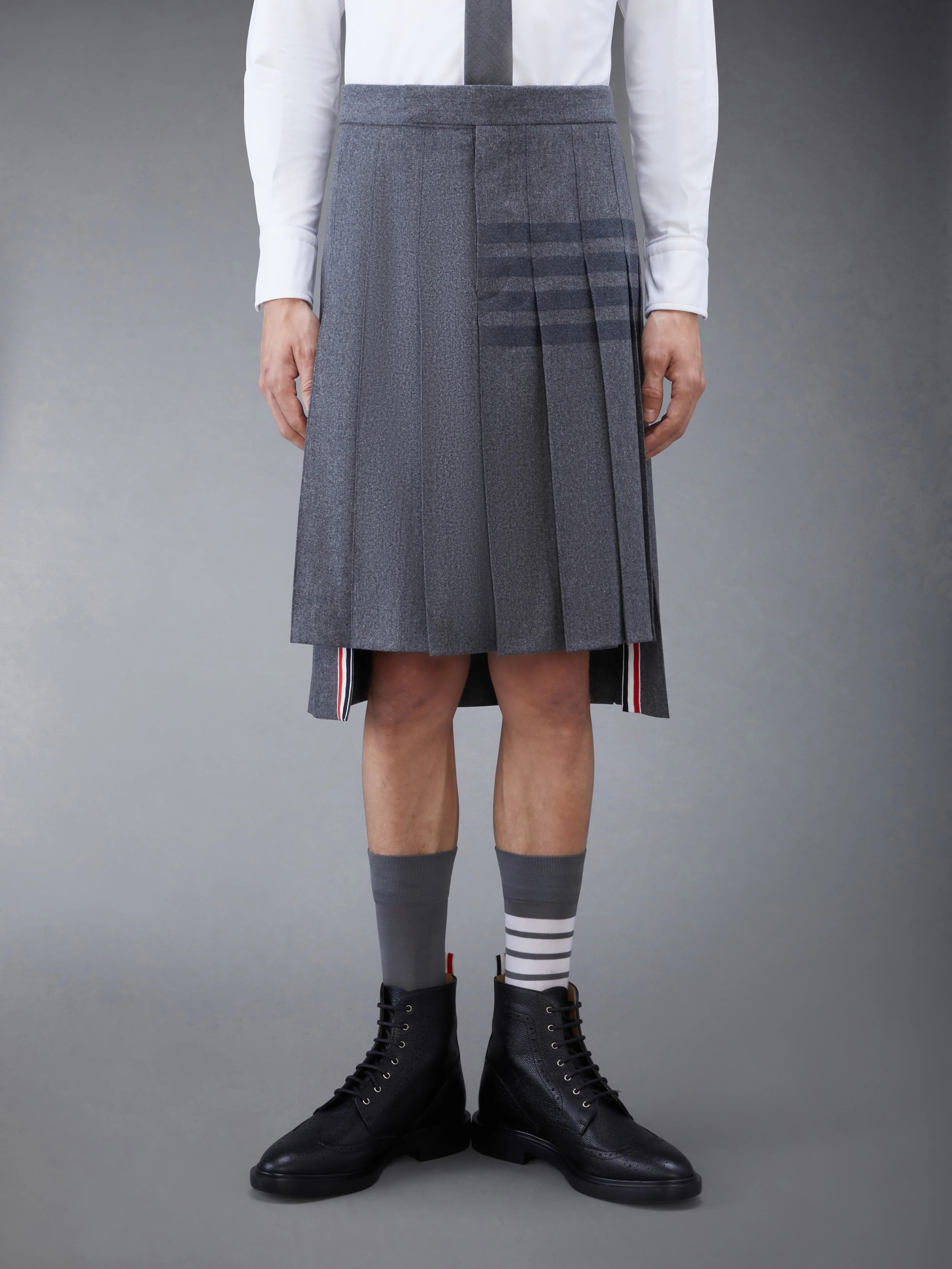 FLANNEL 4-BAR CLASSIC MIDI PLEATED SKIRT