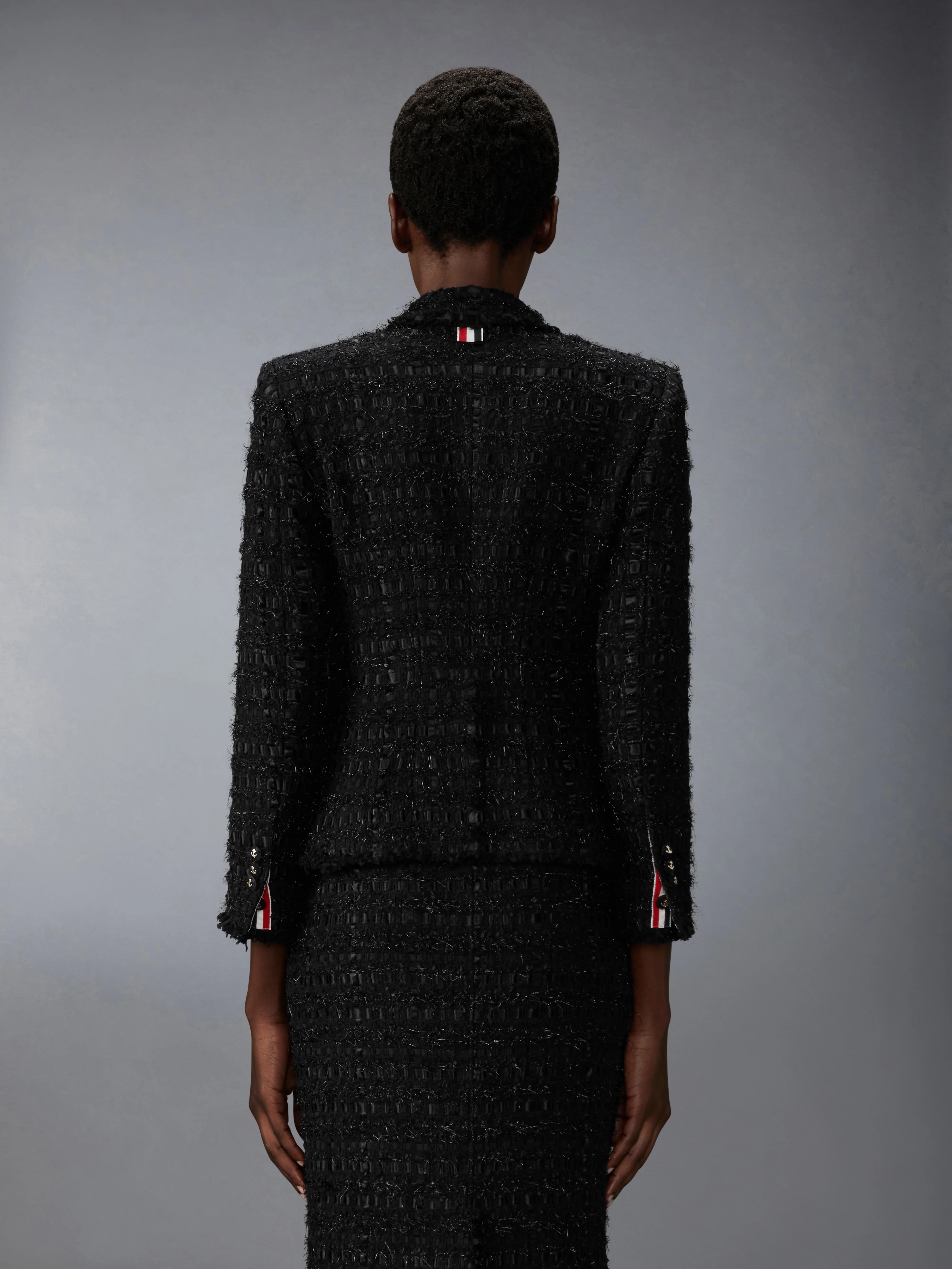 FRAYED SATIN RIBBON TWEED SPORTCOAT