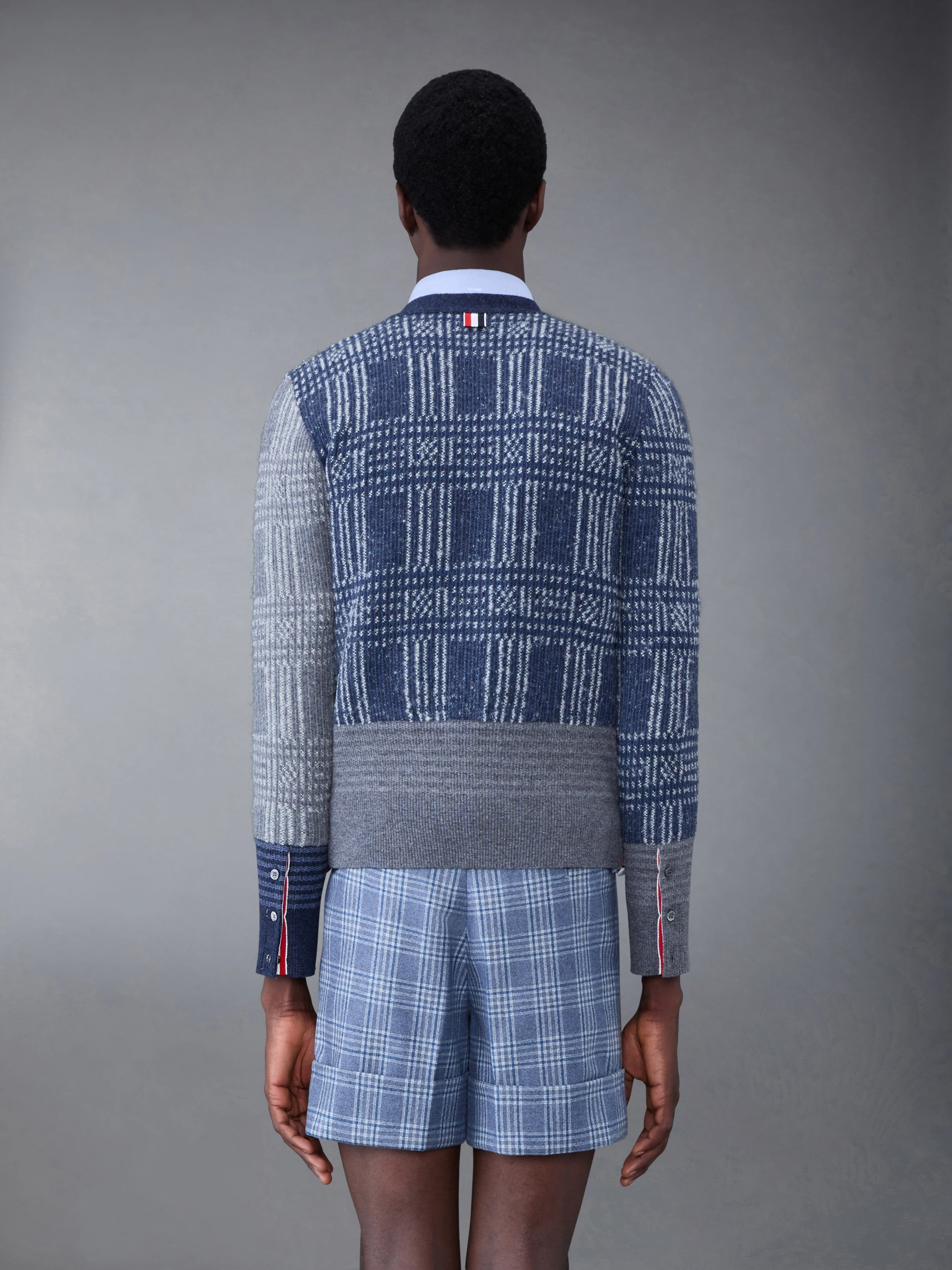 Fun-Mix Check Jacquard V-Neck Cardigan