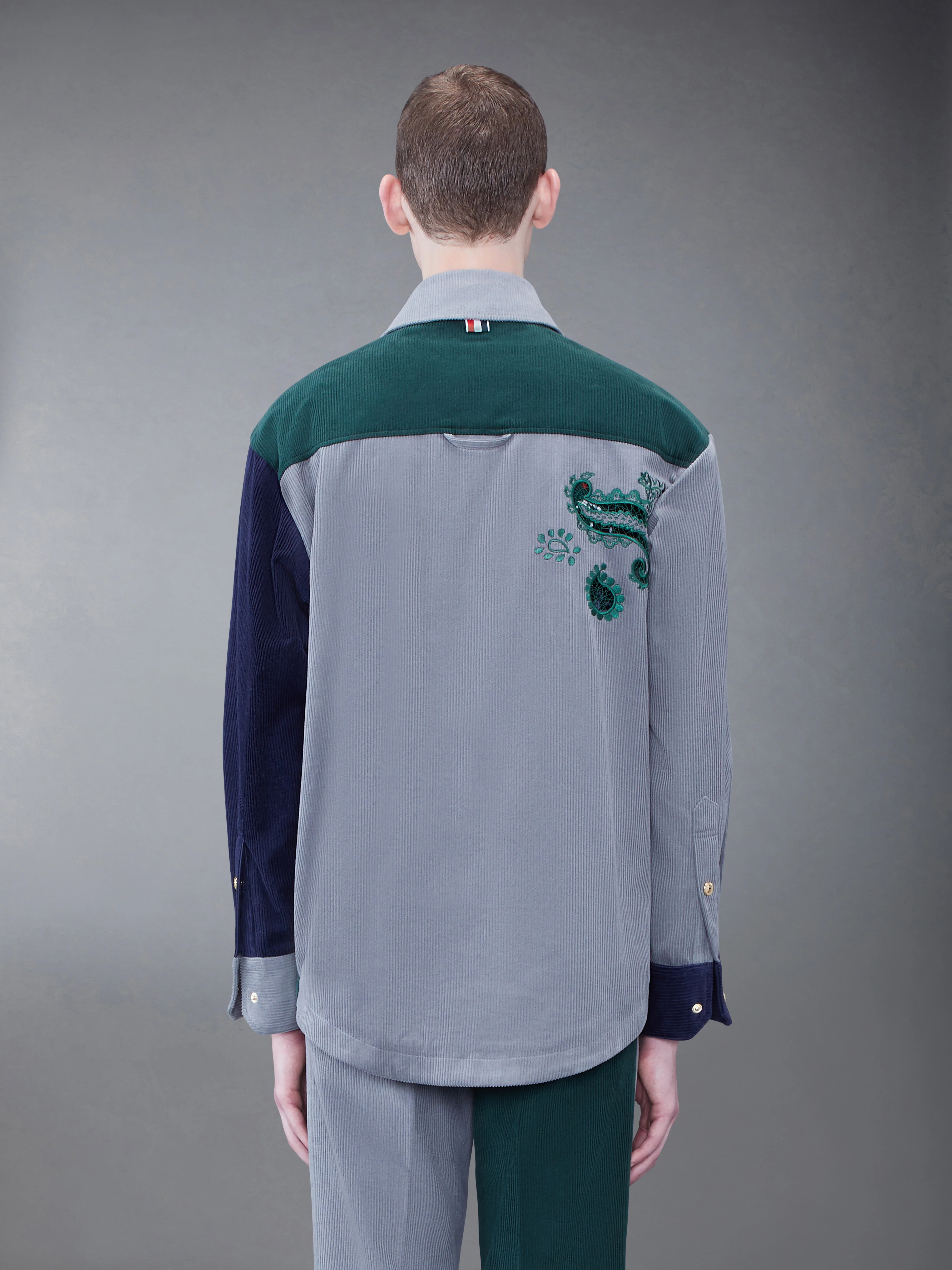 Fun-Mix Corduroy Paisley Patch Shirt Jacket