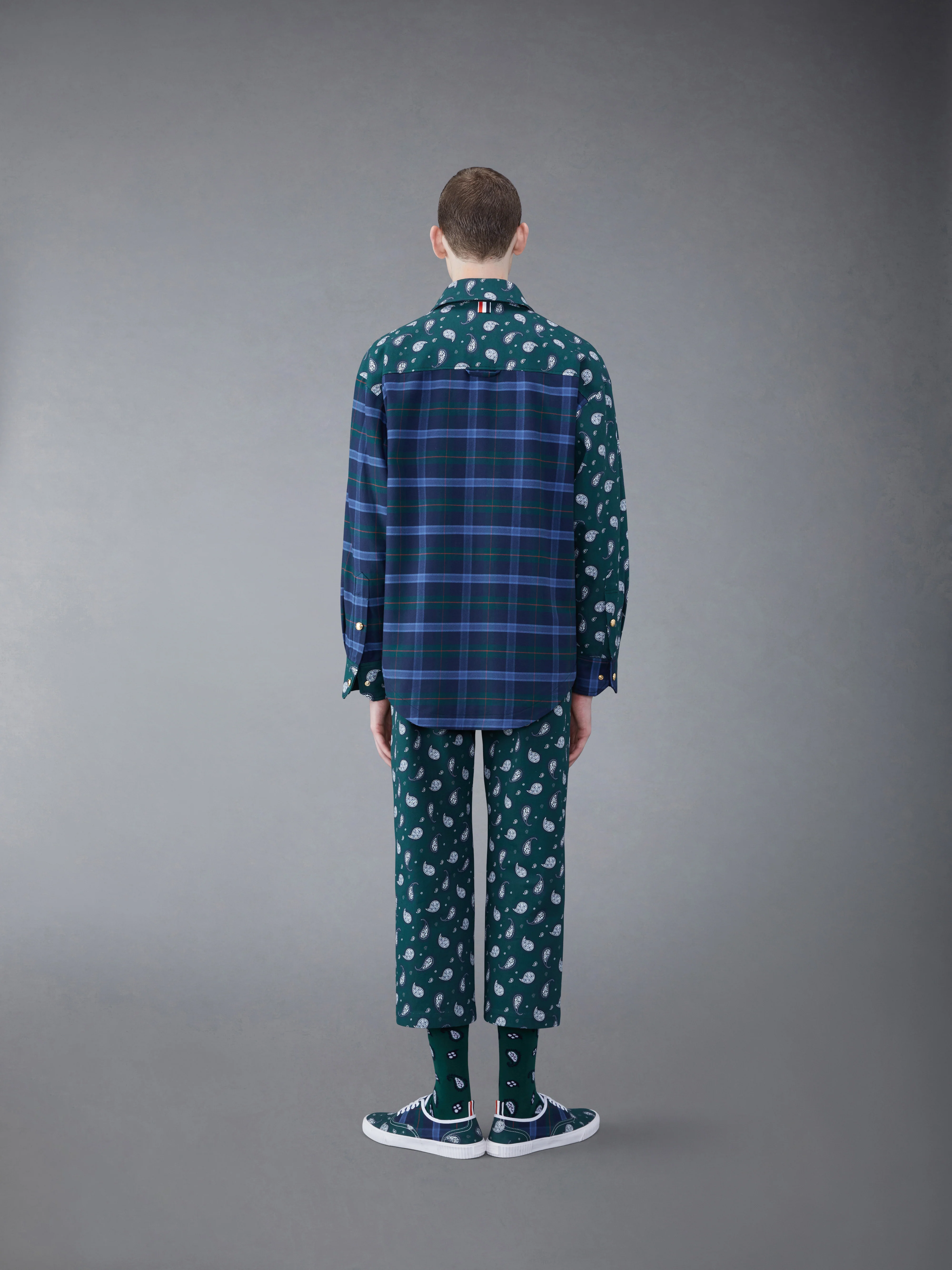 Fun-Mix Paisley Tartan Oversized Shirt Jacket