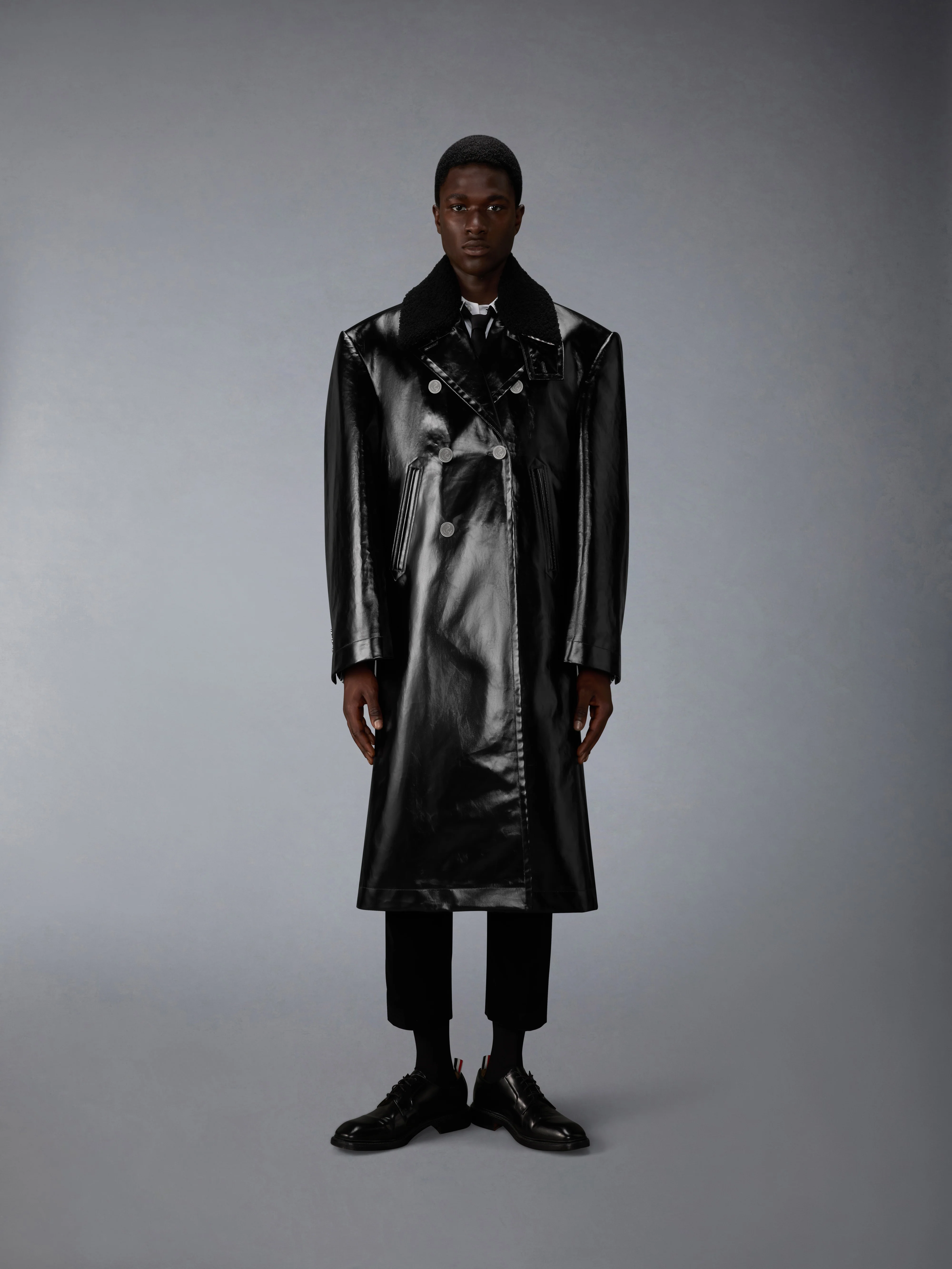 GABARDINE SLICKER OVERSIZED PEACOAT