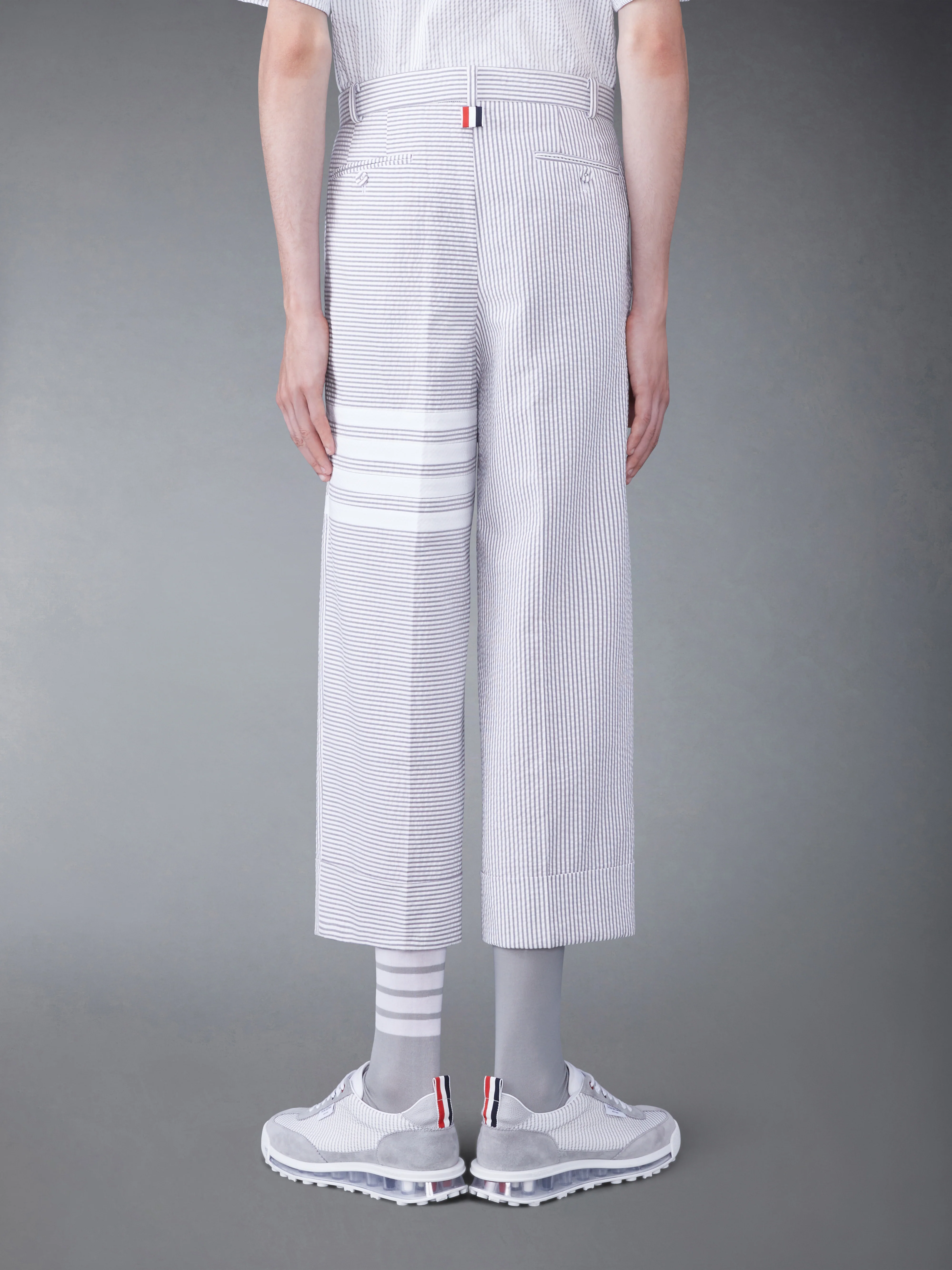 FUNMIX 4-BAR SEERSUCKER LOW RISE TROUSERS