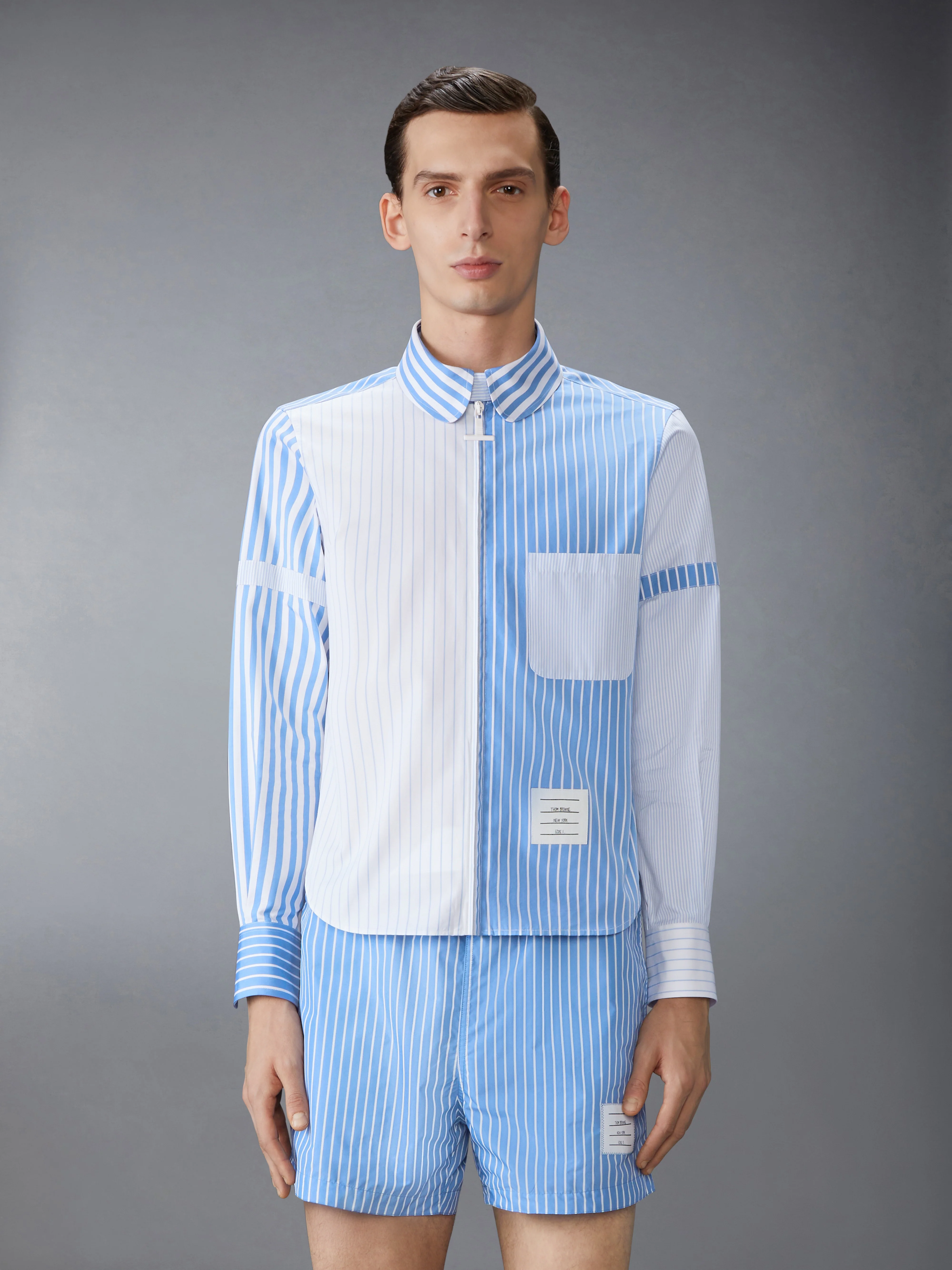 FUNMIX ARMBAND PINSTRIPE POPLIN SHIRT