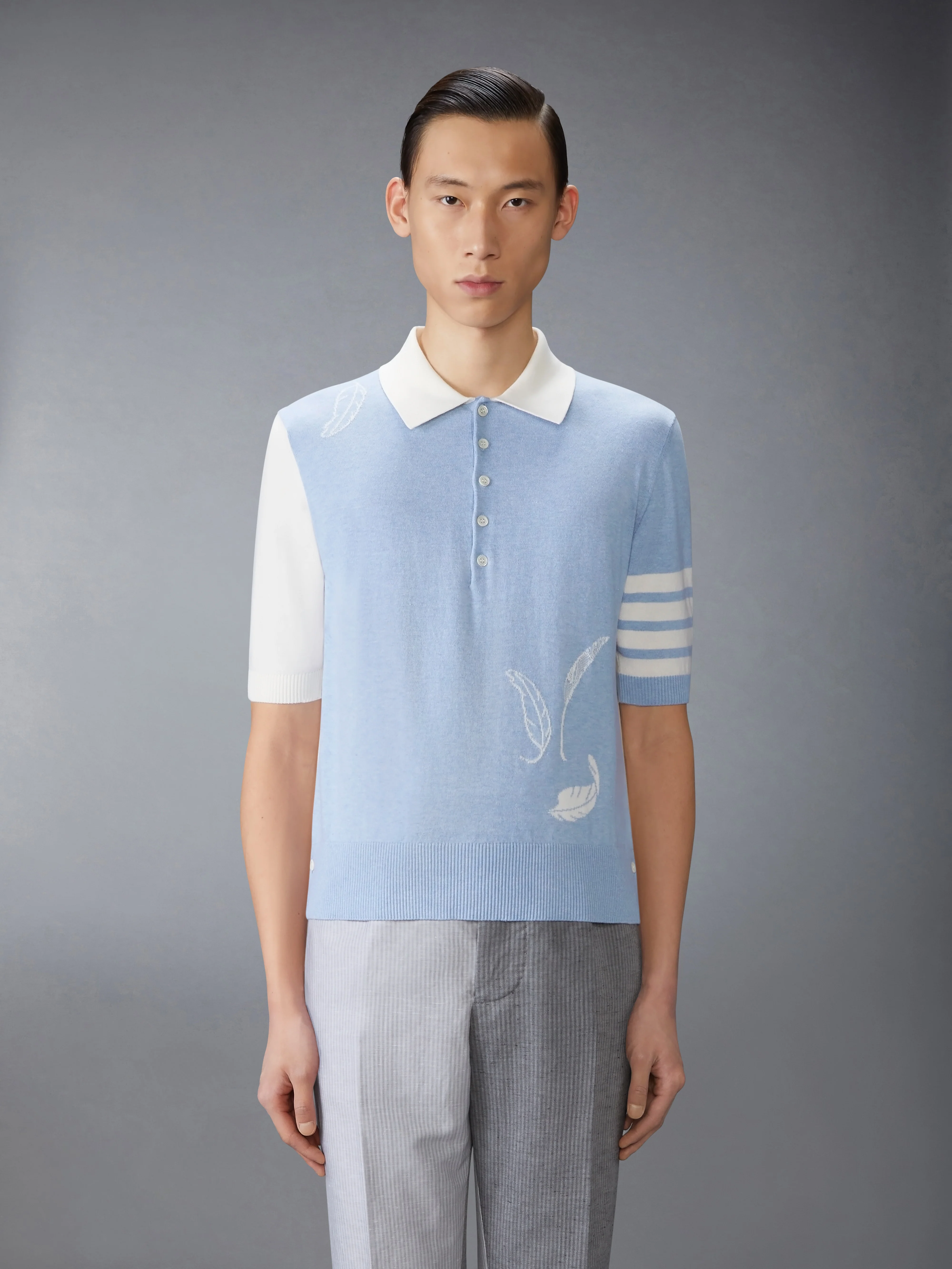 FUNMIX FEATHER INTARSIA 4-BAR POLO