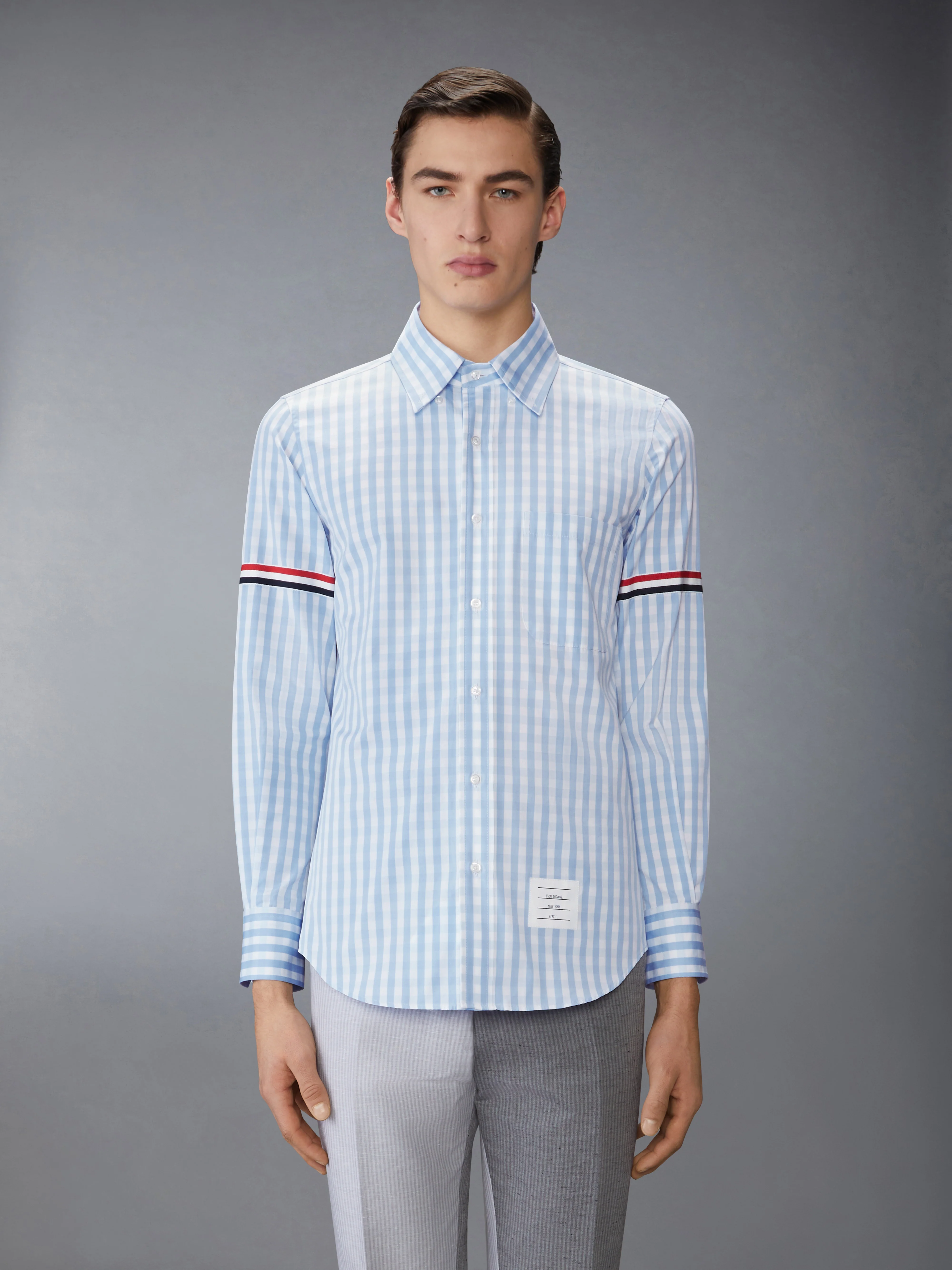 GINGHAM CHECK POPLIN ARMBAND SHIRT