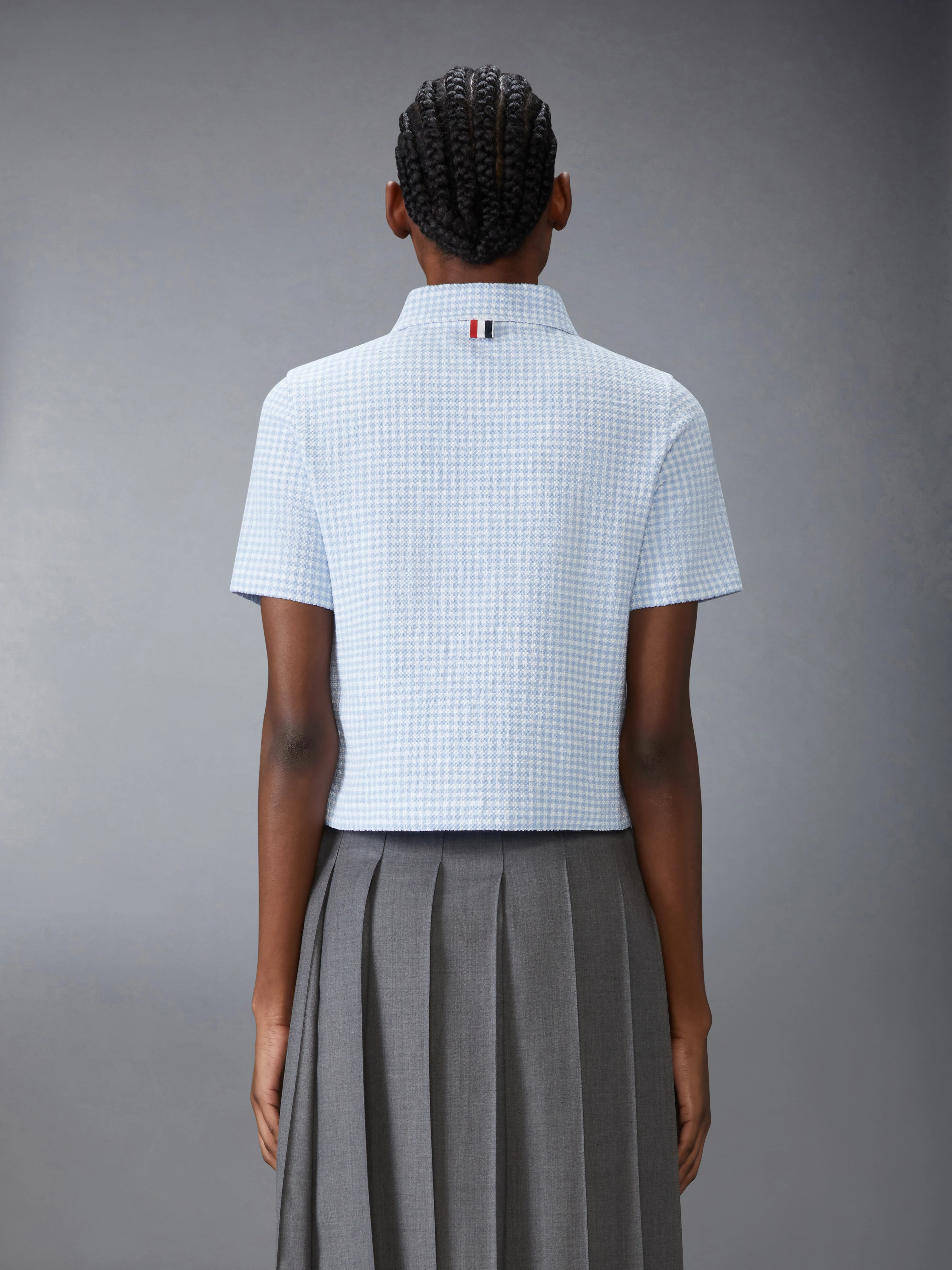 GINGHAM COTTON TWEED POLO
