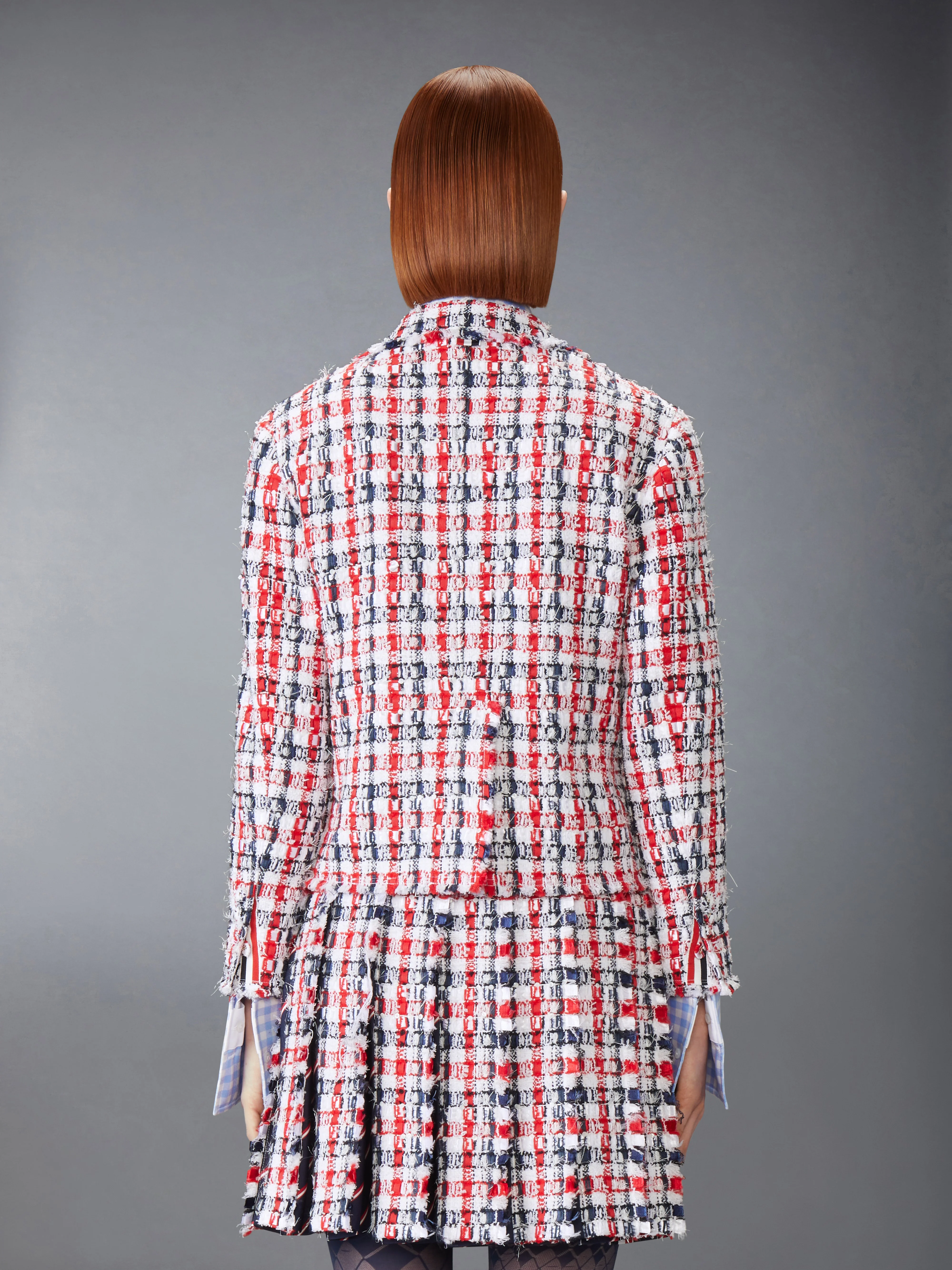 GINGHAM SATIN RIBBON TWEED SPORTCOAT