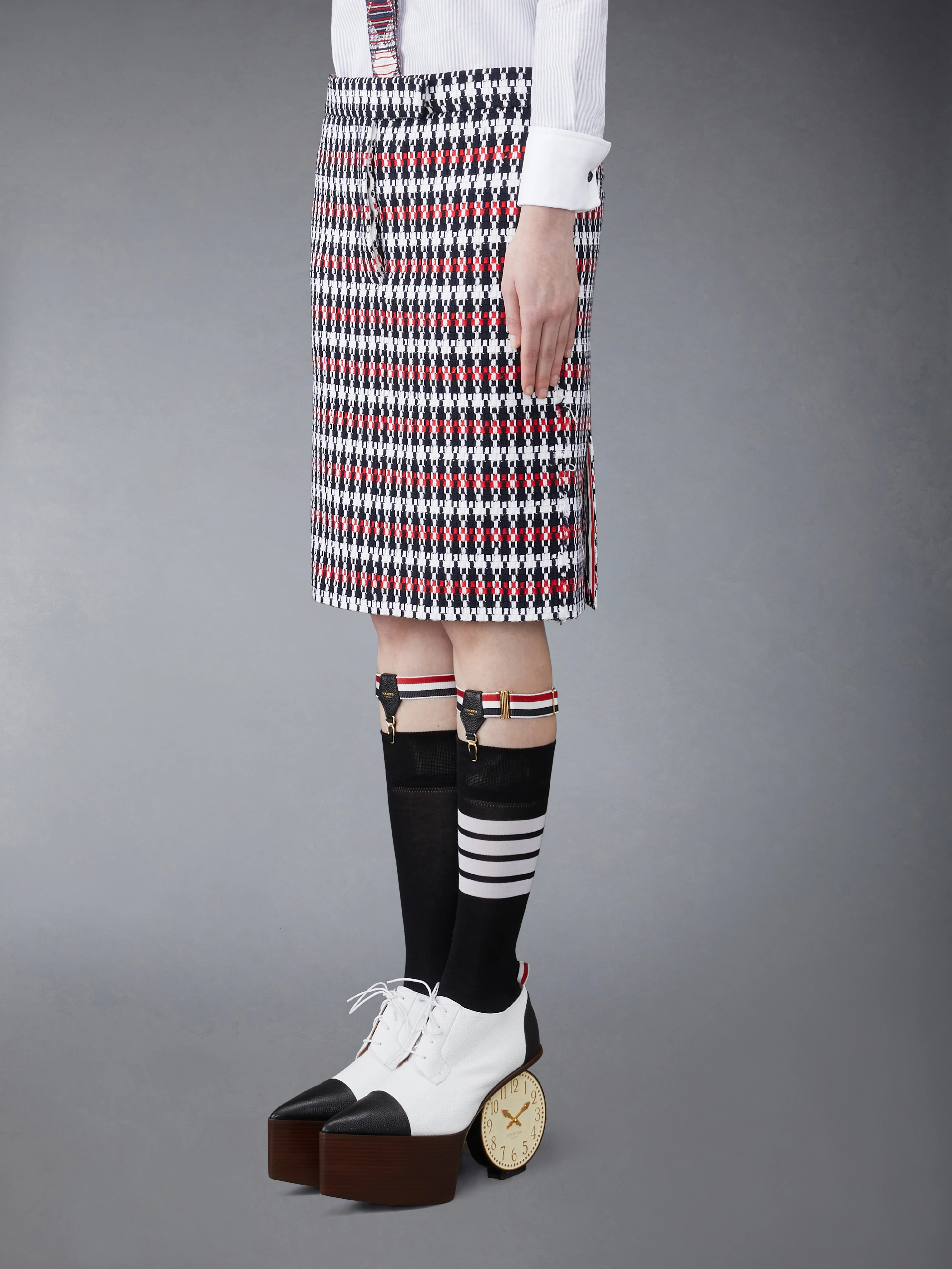 GROSGRAIN TWEED LOW WAIST SKIRT