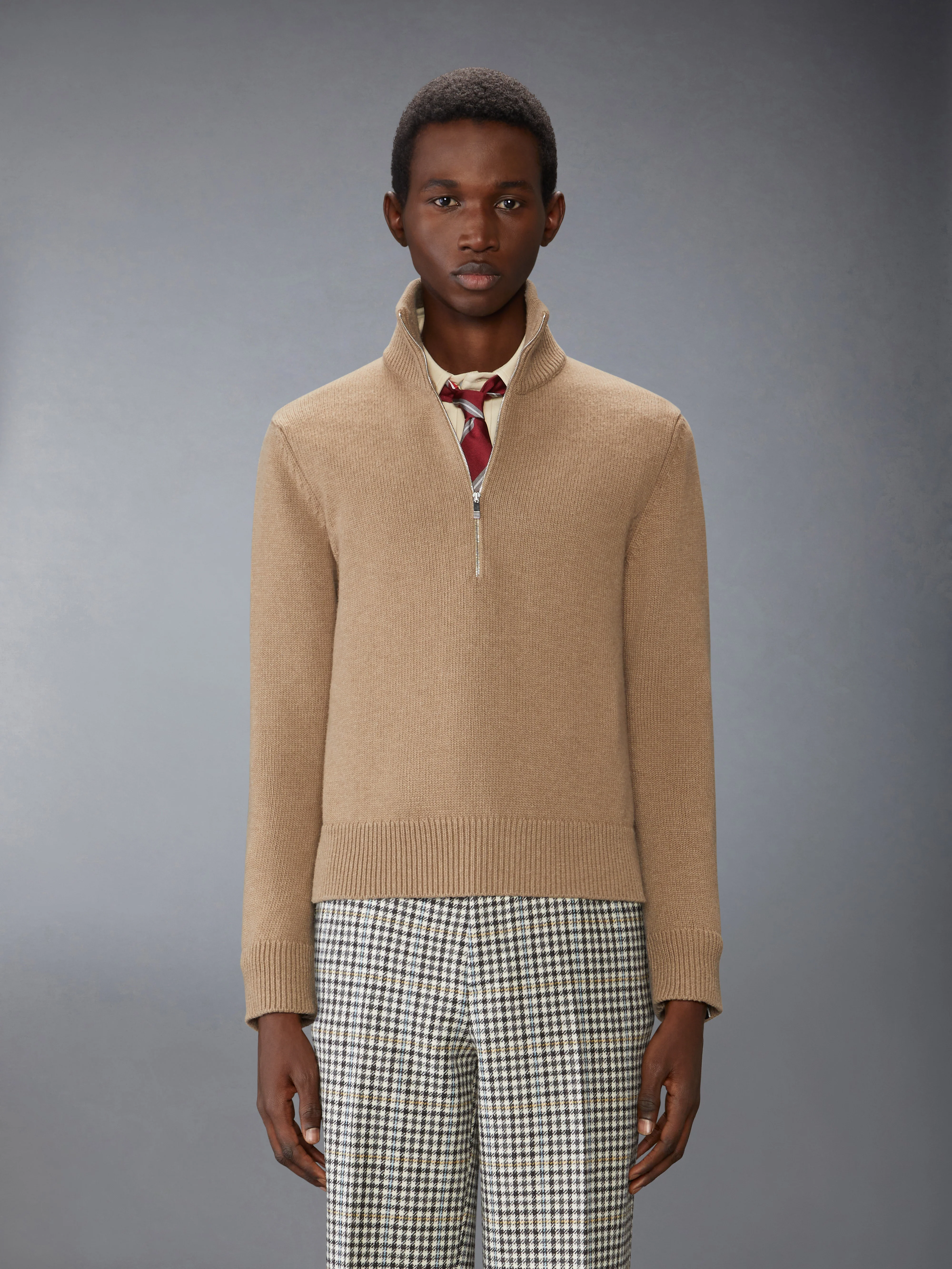 GEESE INTARSIA MERNIO WOOL MOCK NECK PULLOVER