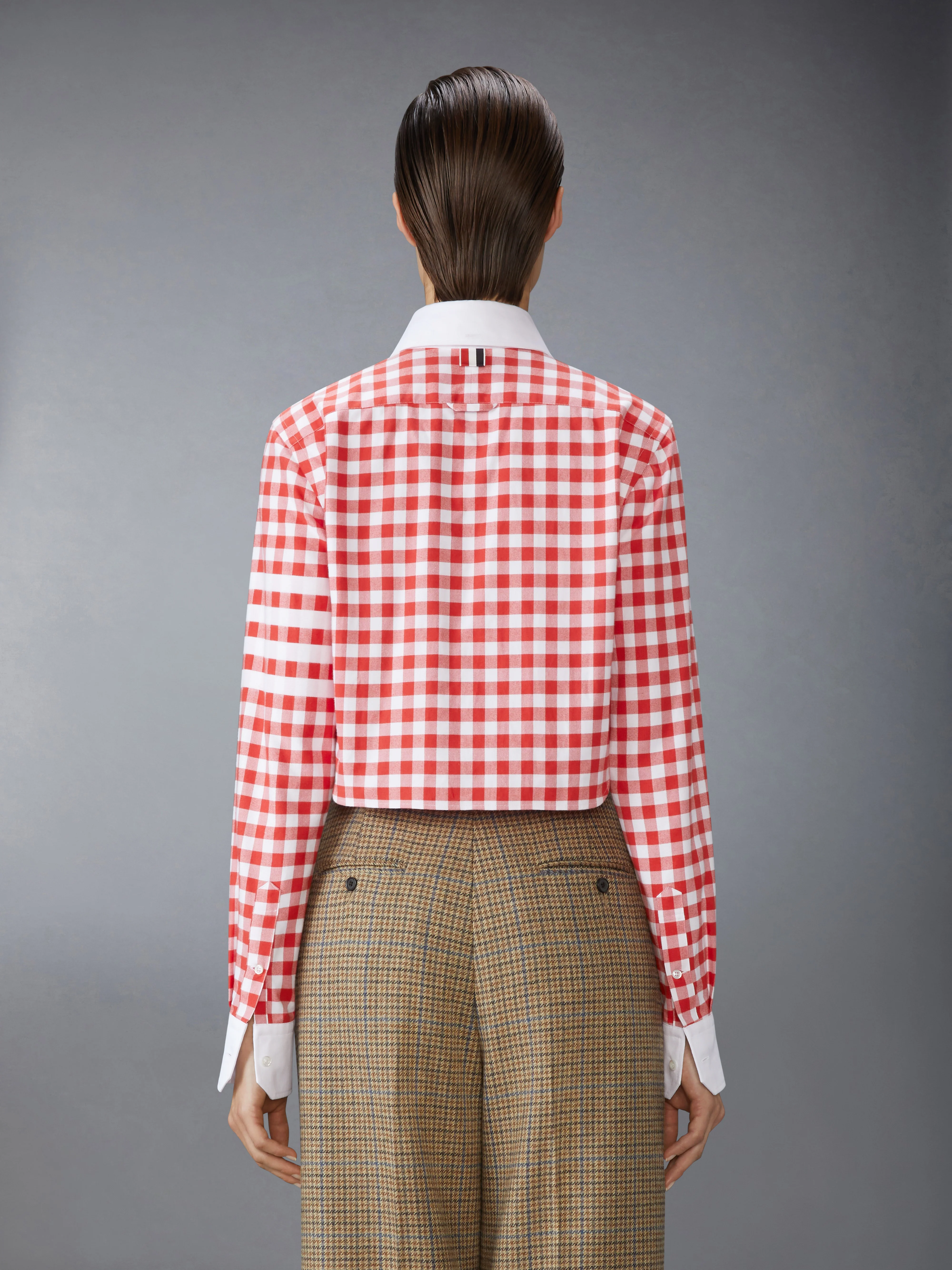 GINGHAM CHECK FLANNEL 4-BAR CROPPED SHIRT