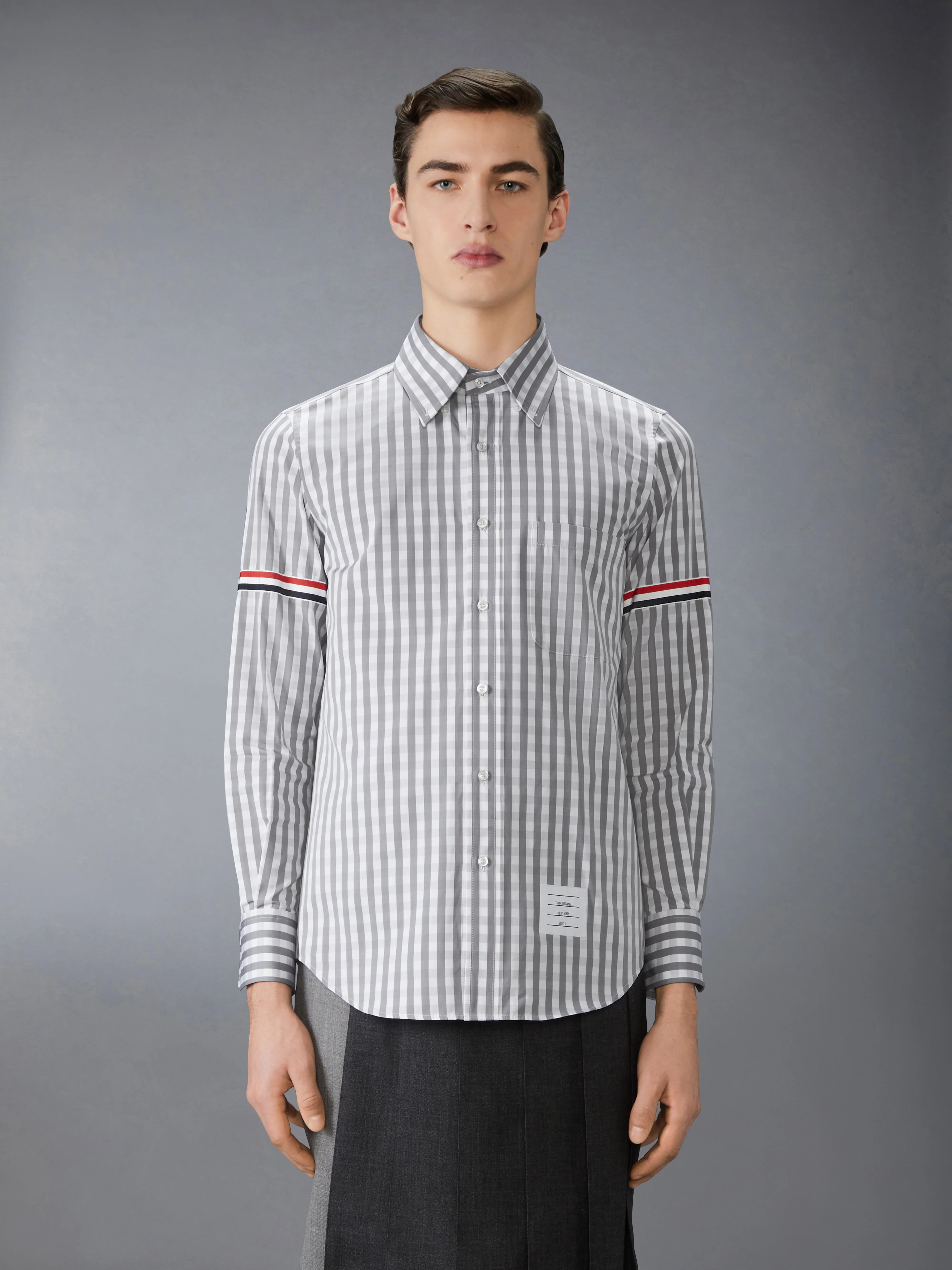 GINGHAM CHECK POPLIN ARMBAND SHIRT
