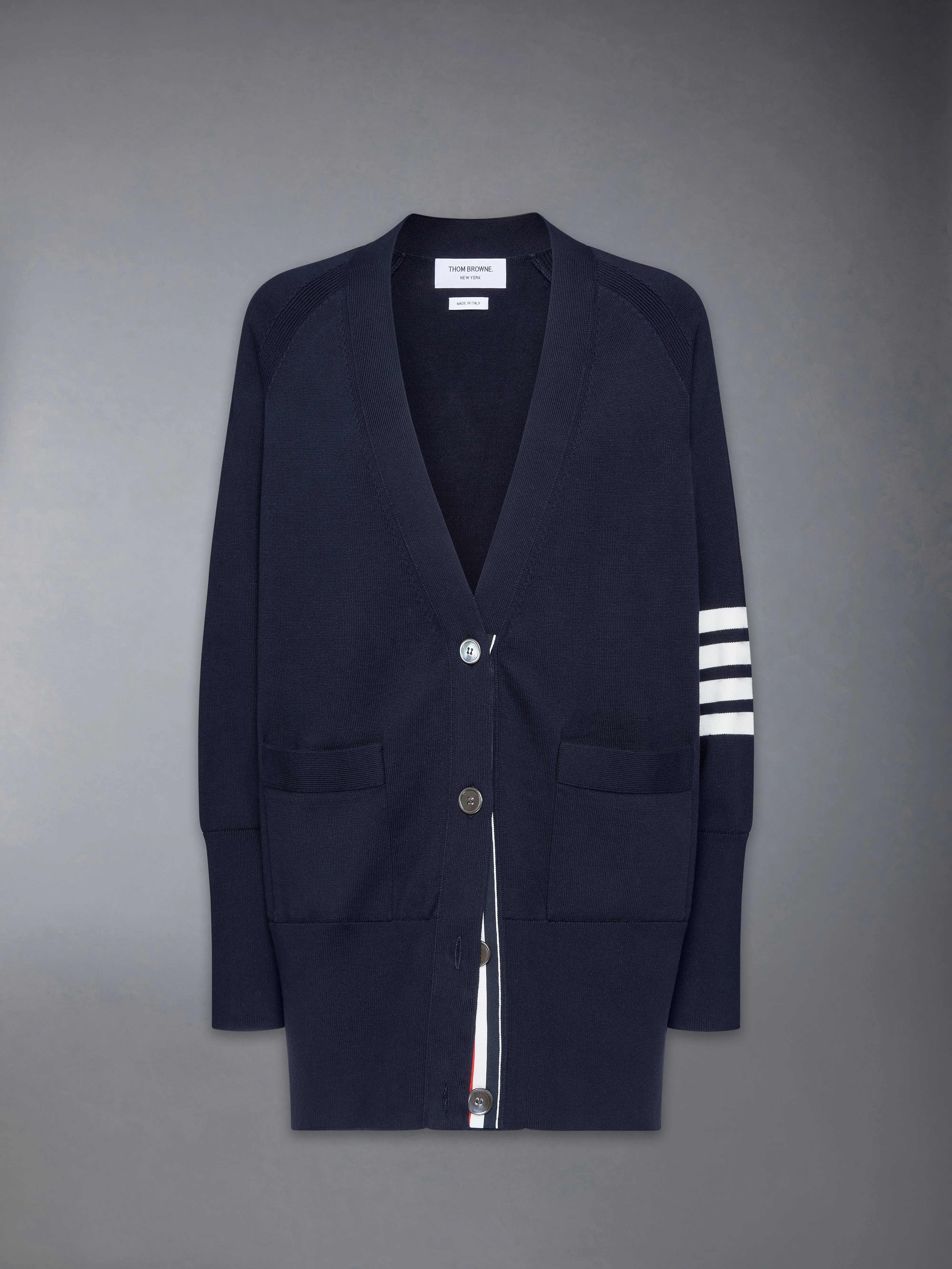 JERSEY STITCH COTTON 4-BAR EXAGGERATED FIT CARDIGAN