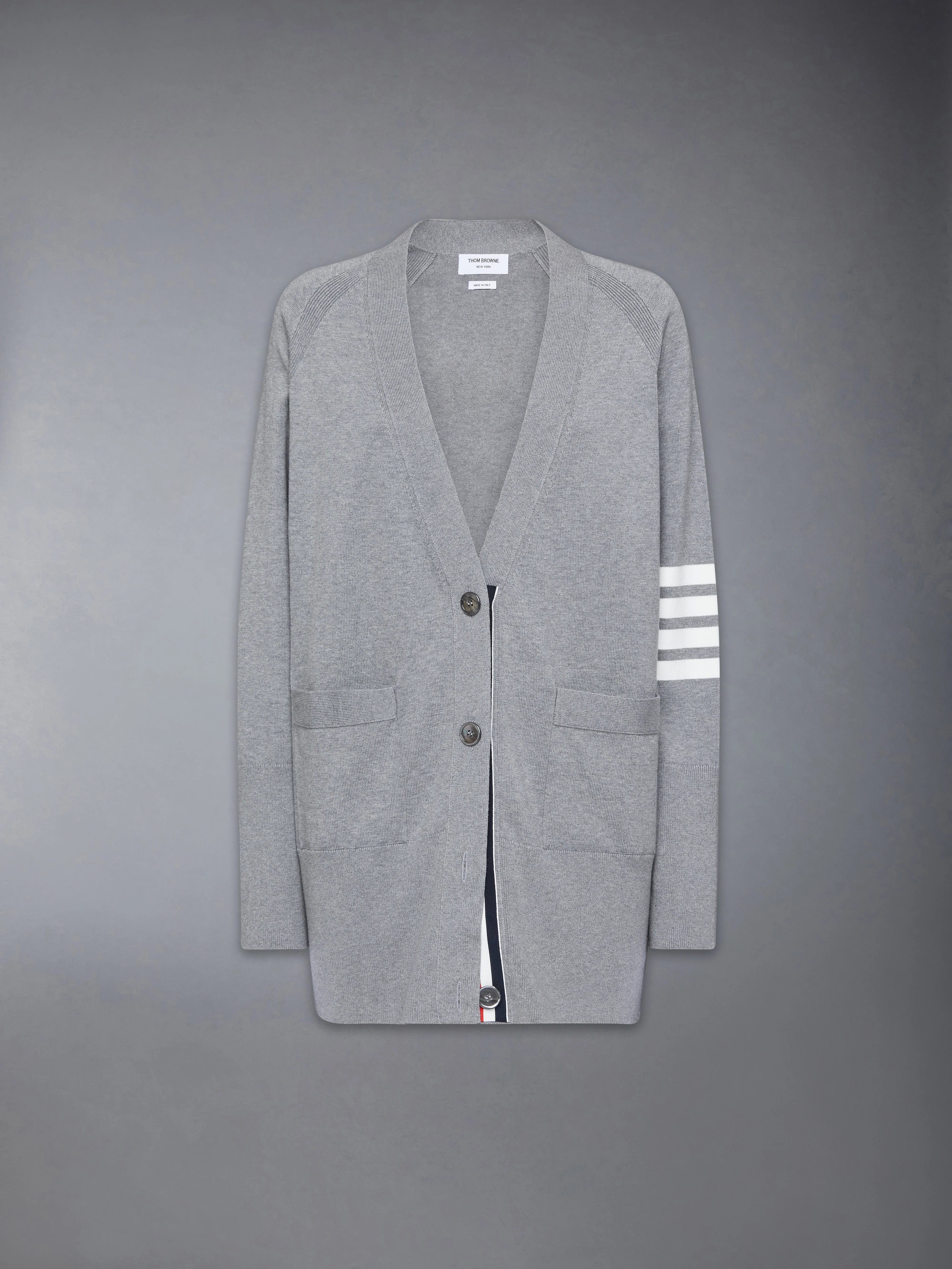 JERSEY STITCH COTTON 4-BAR EXAGGERATED FIT CARDIGAN