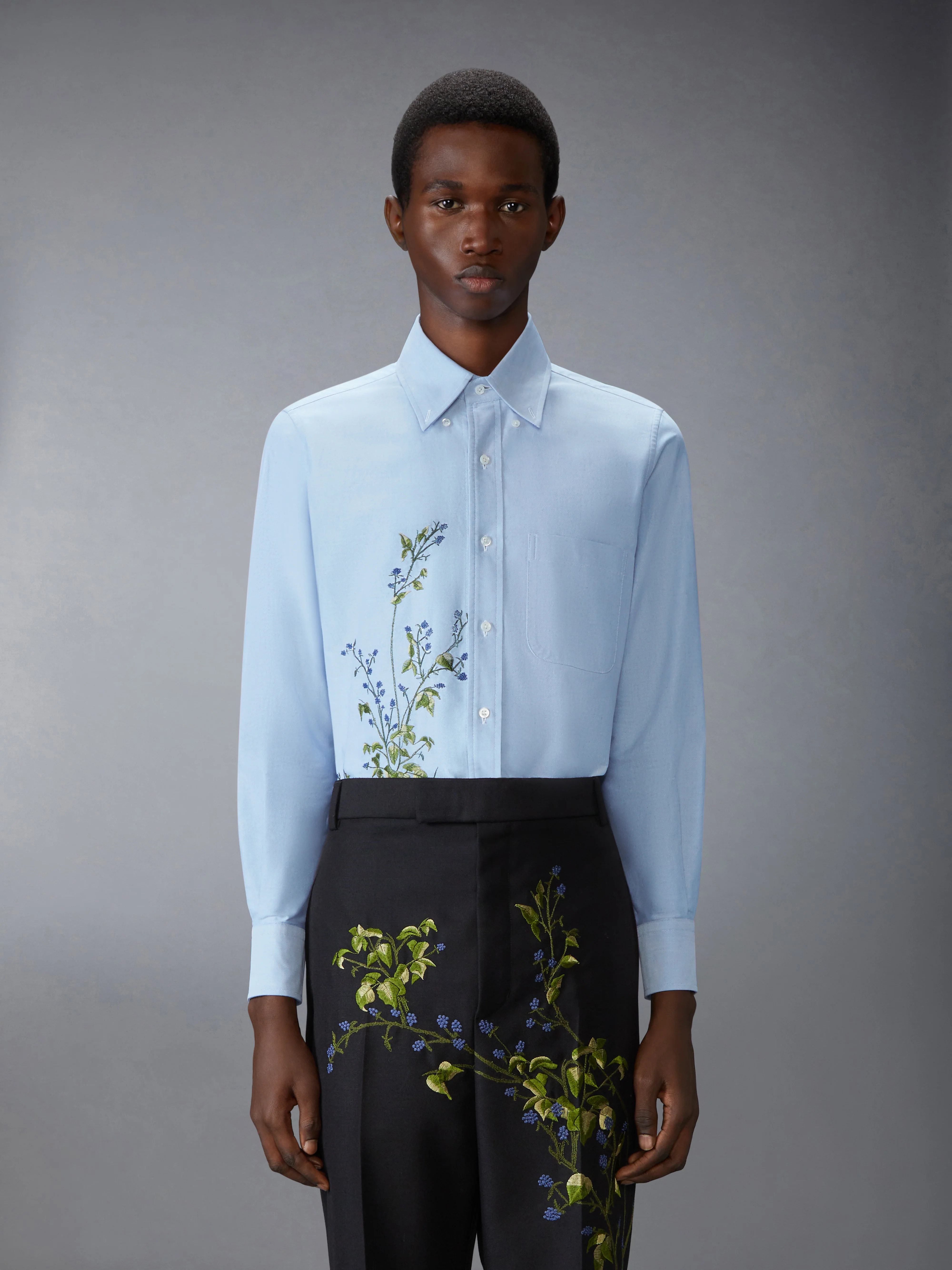 GOOSE SCENIC SATIN STITCH OXFORD SHIRT