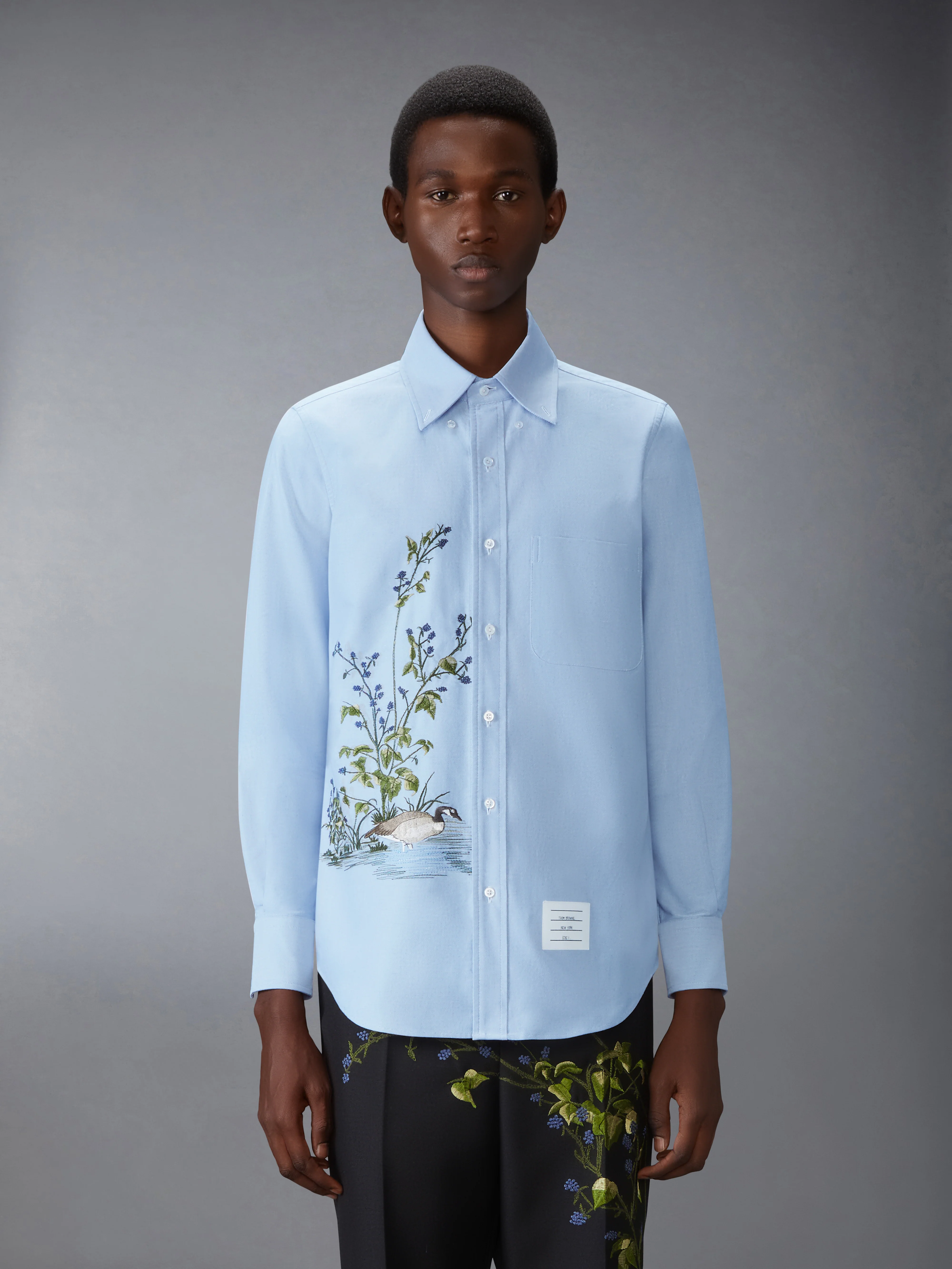 GOOSE SCENIC SATIN STITCH OXFORD SHIRT