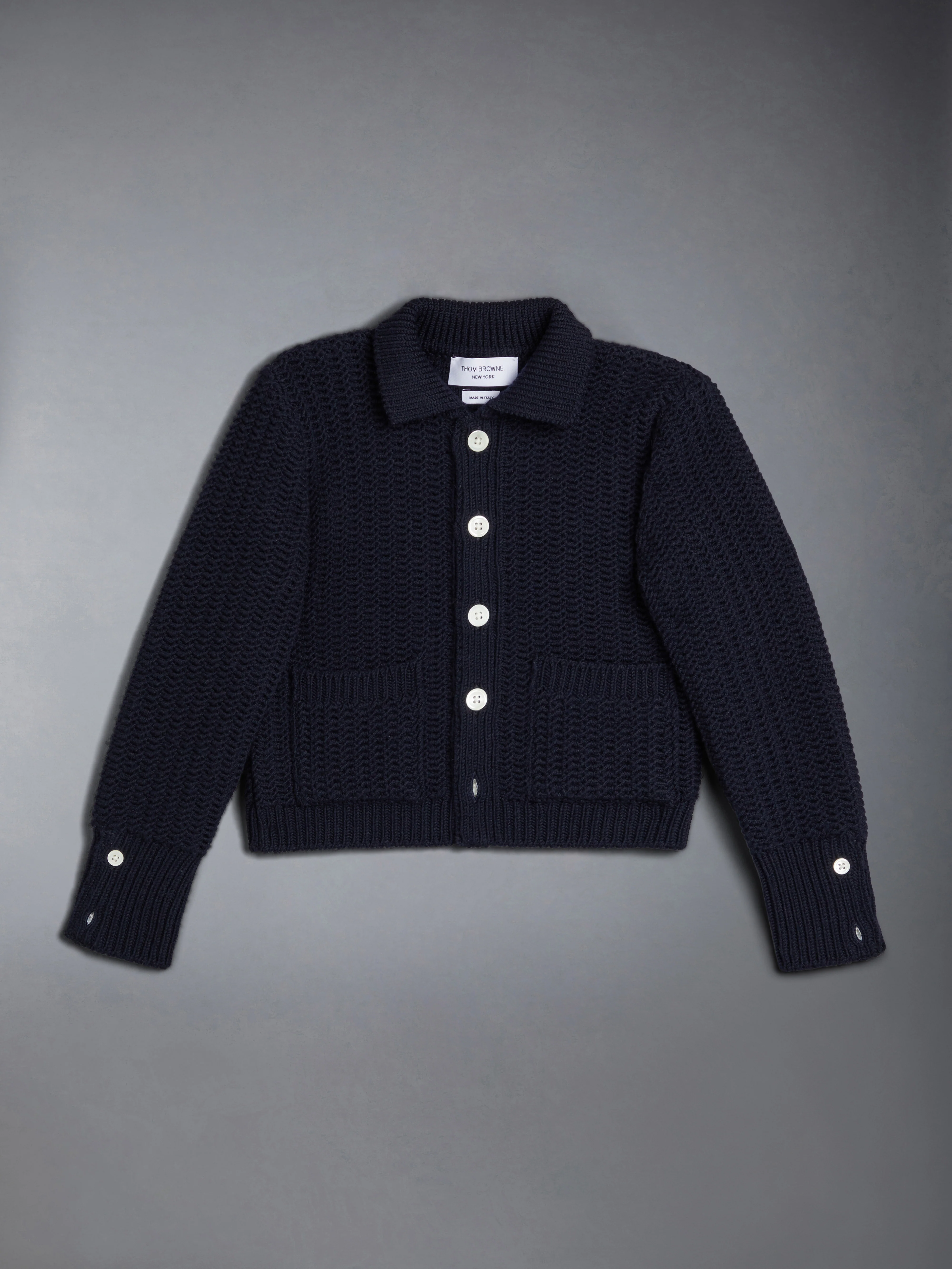 KID'S WOOL KNIT CHUNKY POLO CARDIGAN