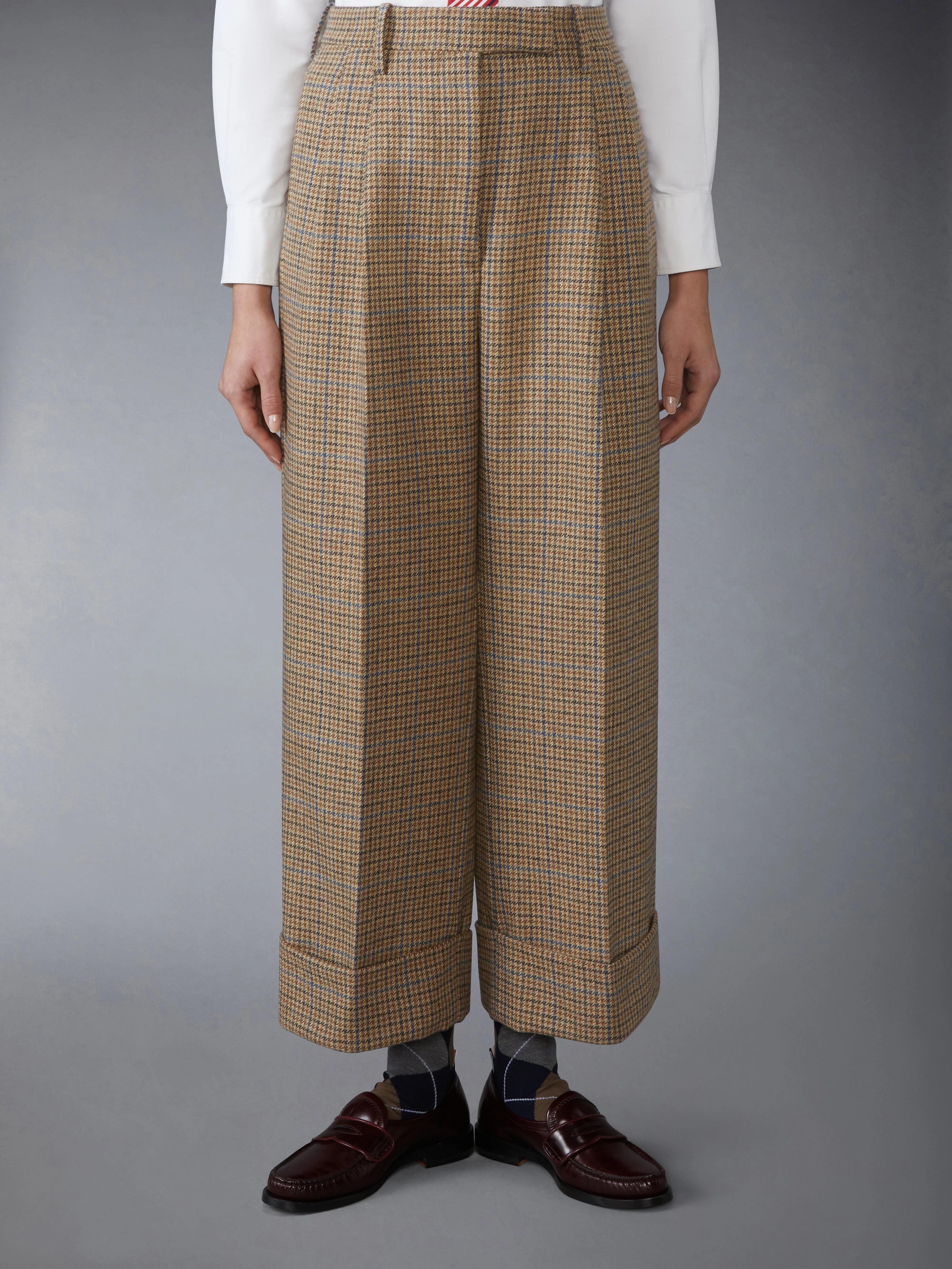GUNCLUB CHECK CHEVIOT TWEED DOUBLE PLEAT TROUSER
