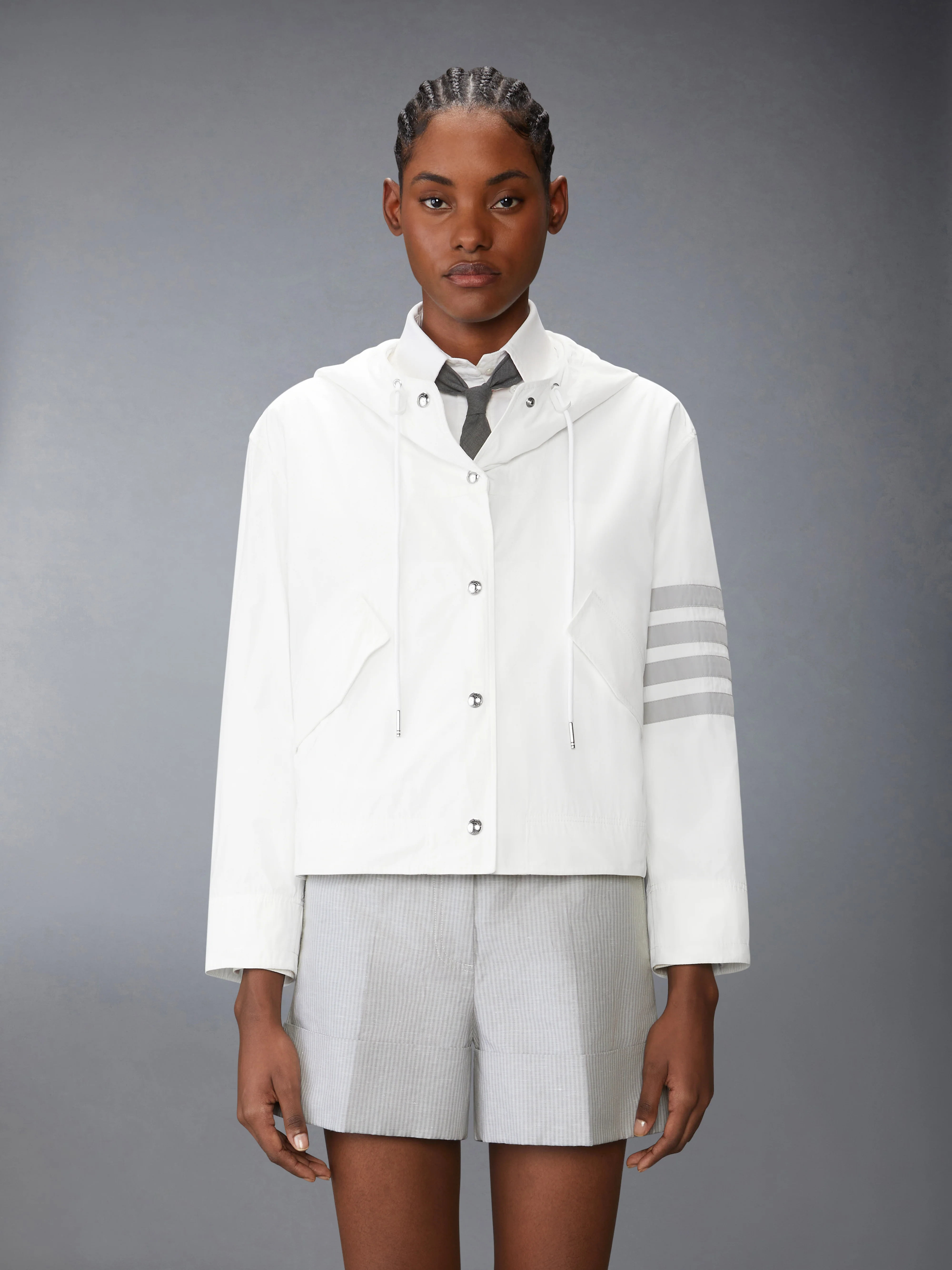 MEMORY TECH 4-BAR CROPPED ANORAK JACKET