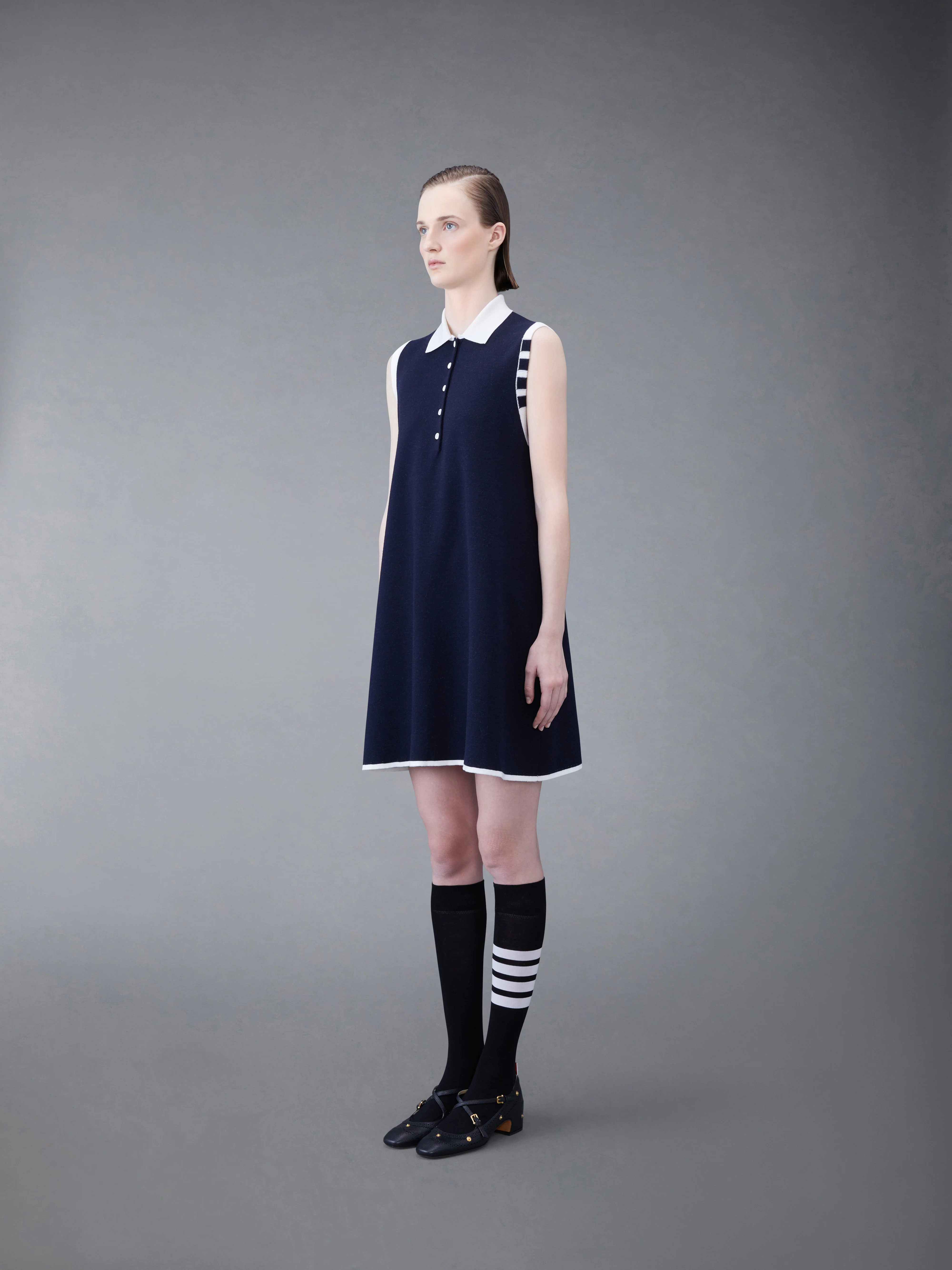 Merino Hector 4-bar Sleeveless Polo Mini Dress