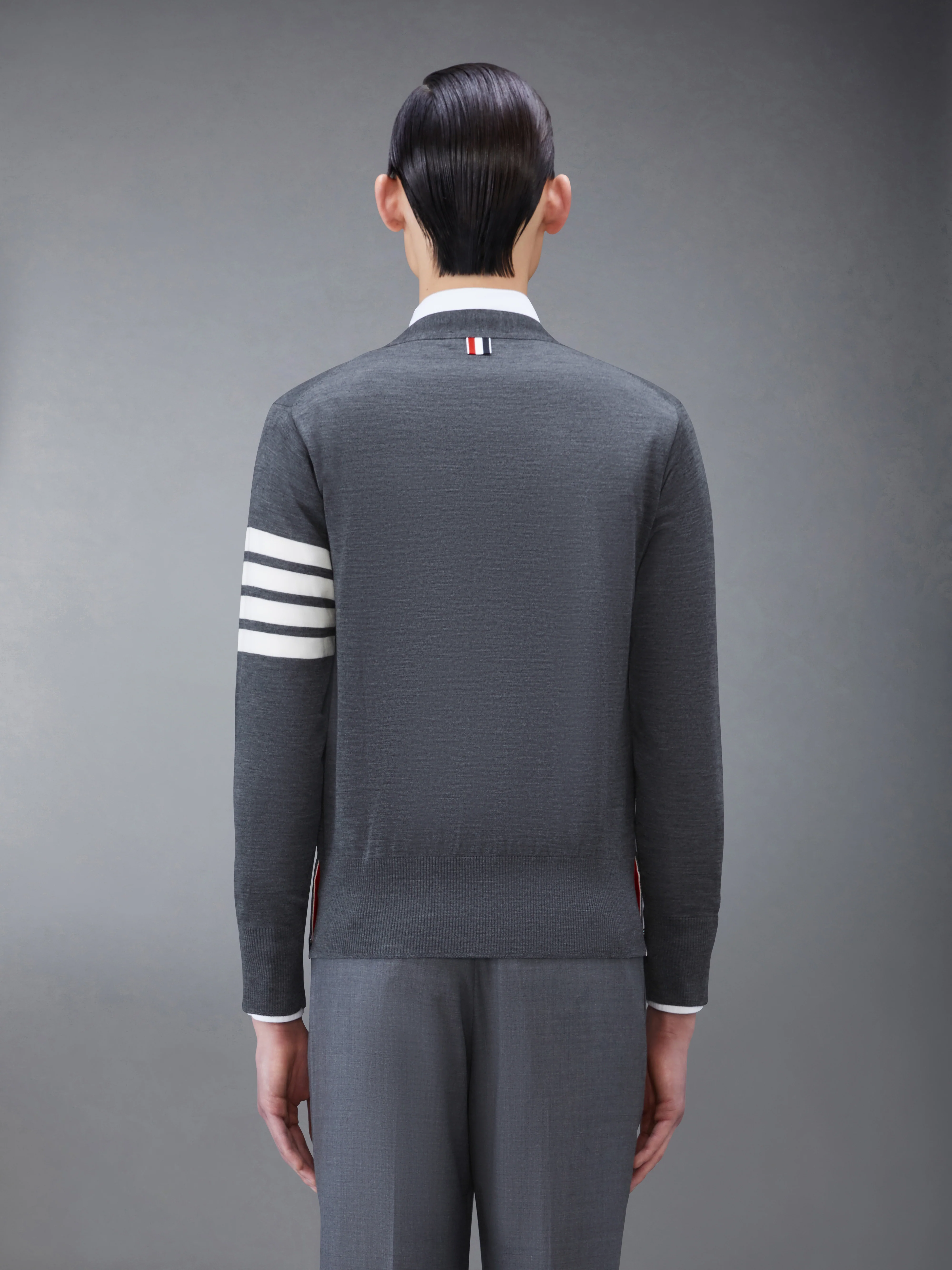 MERINO WOOL 4-BAR CLASSIC V-NECK CARDIGAN