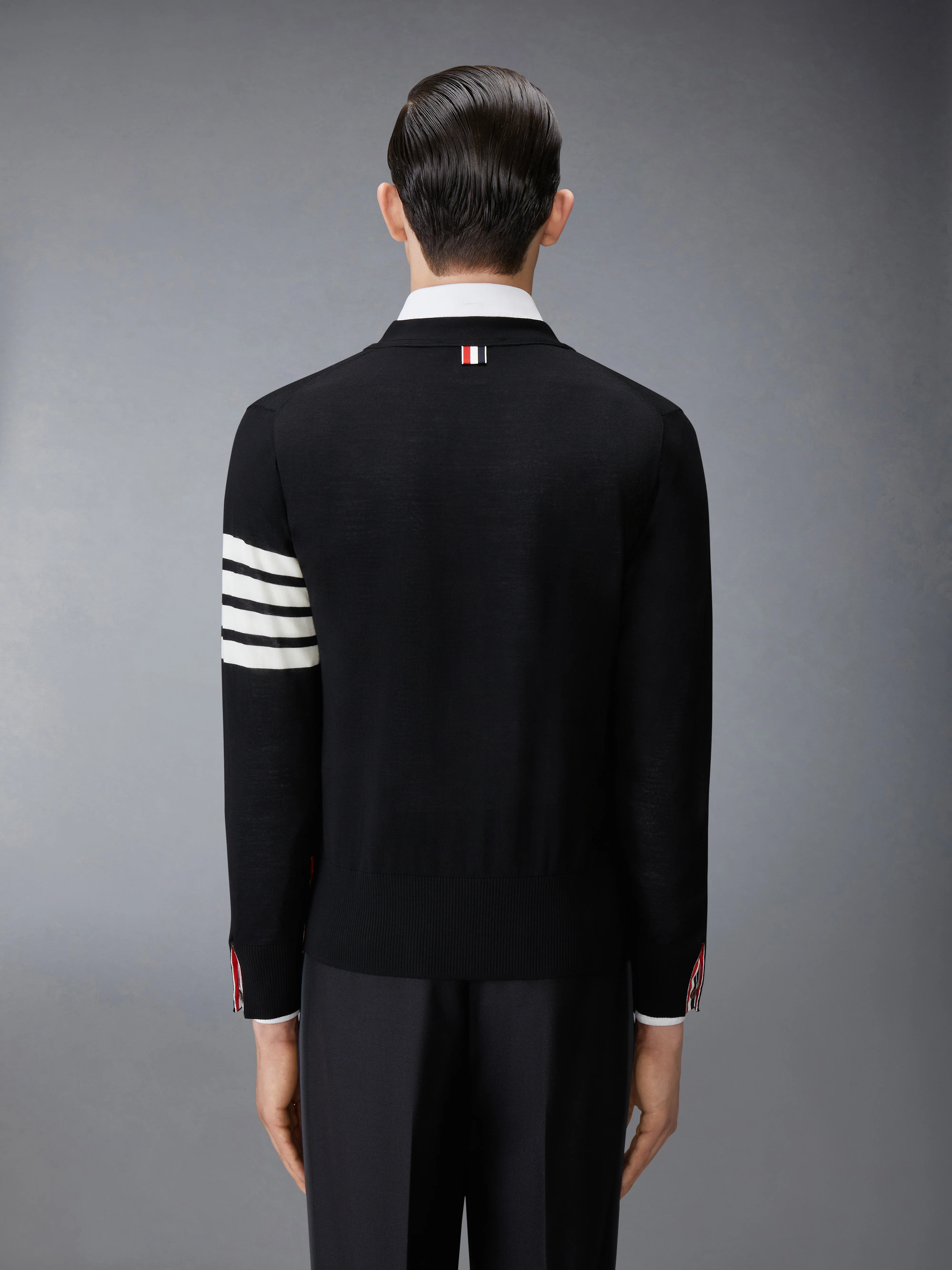 MERINO WOOL 4-BAR CLASSIC V-NECK CARDIGAN