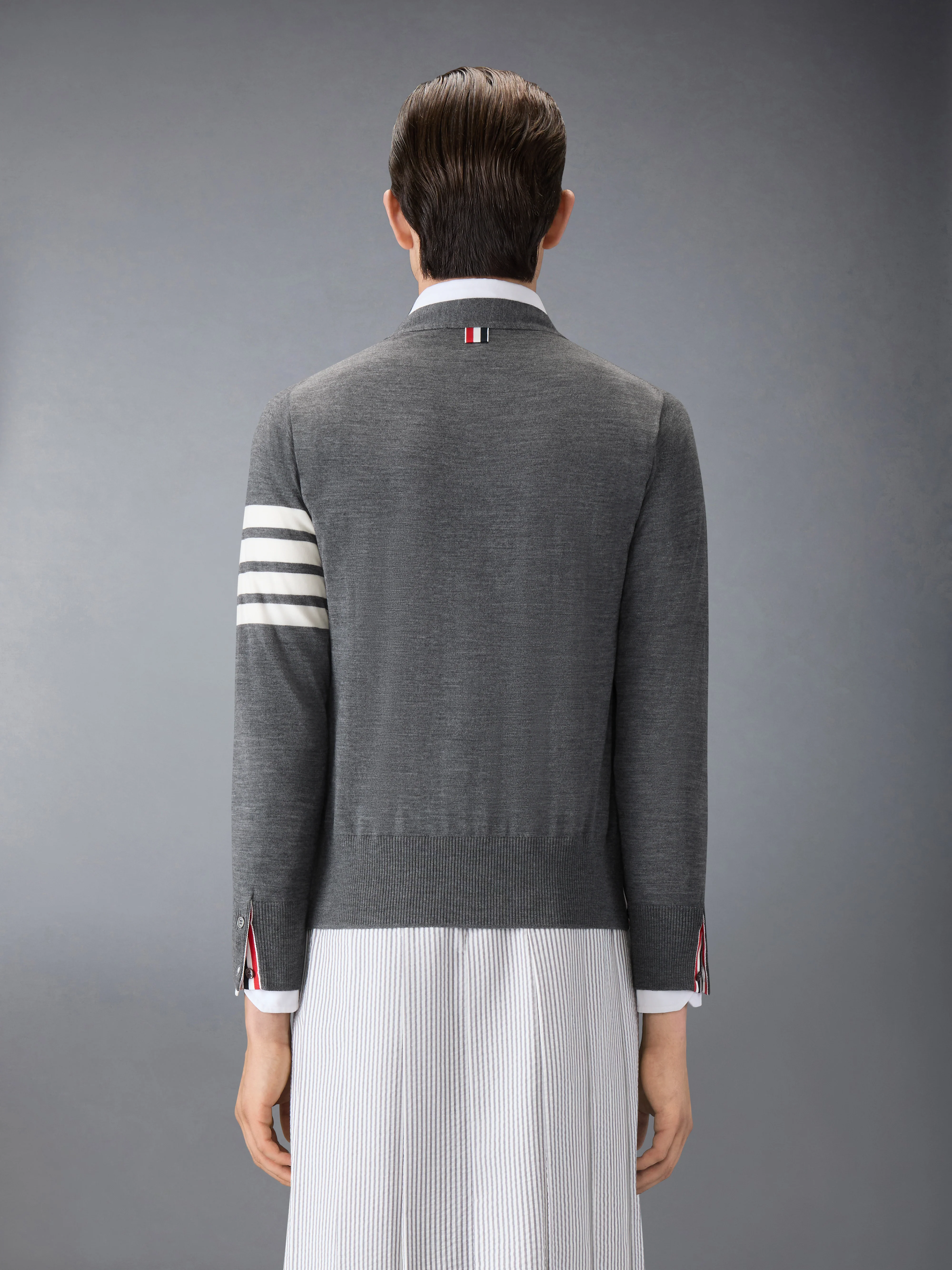 MERINO WOOL 4-BAR CLASSIC V-NECK CARDIGAN