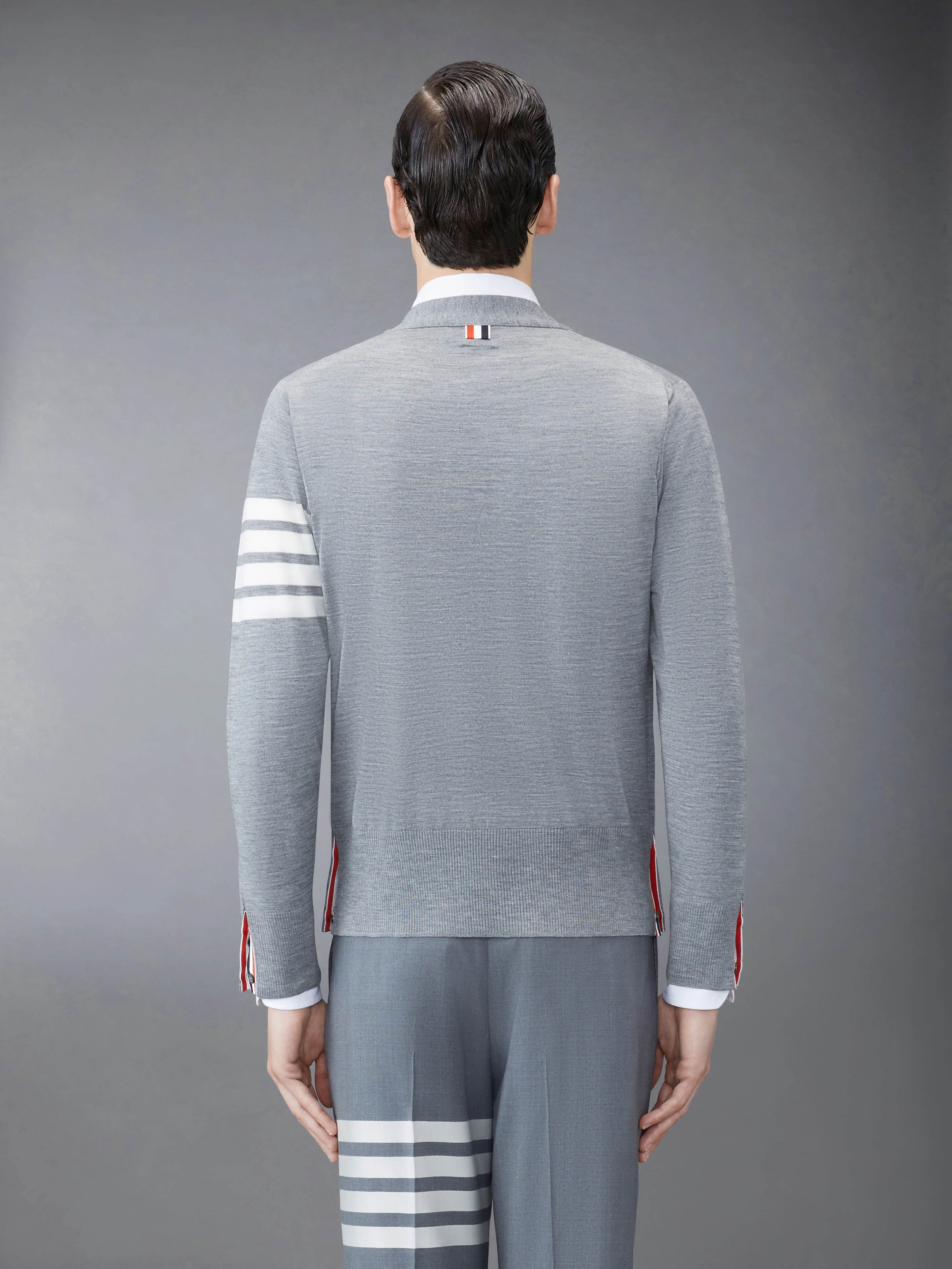 MERINO WOOL 4-BAR CLASSIC V-NECK CARDIGAN