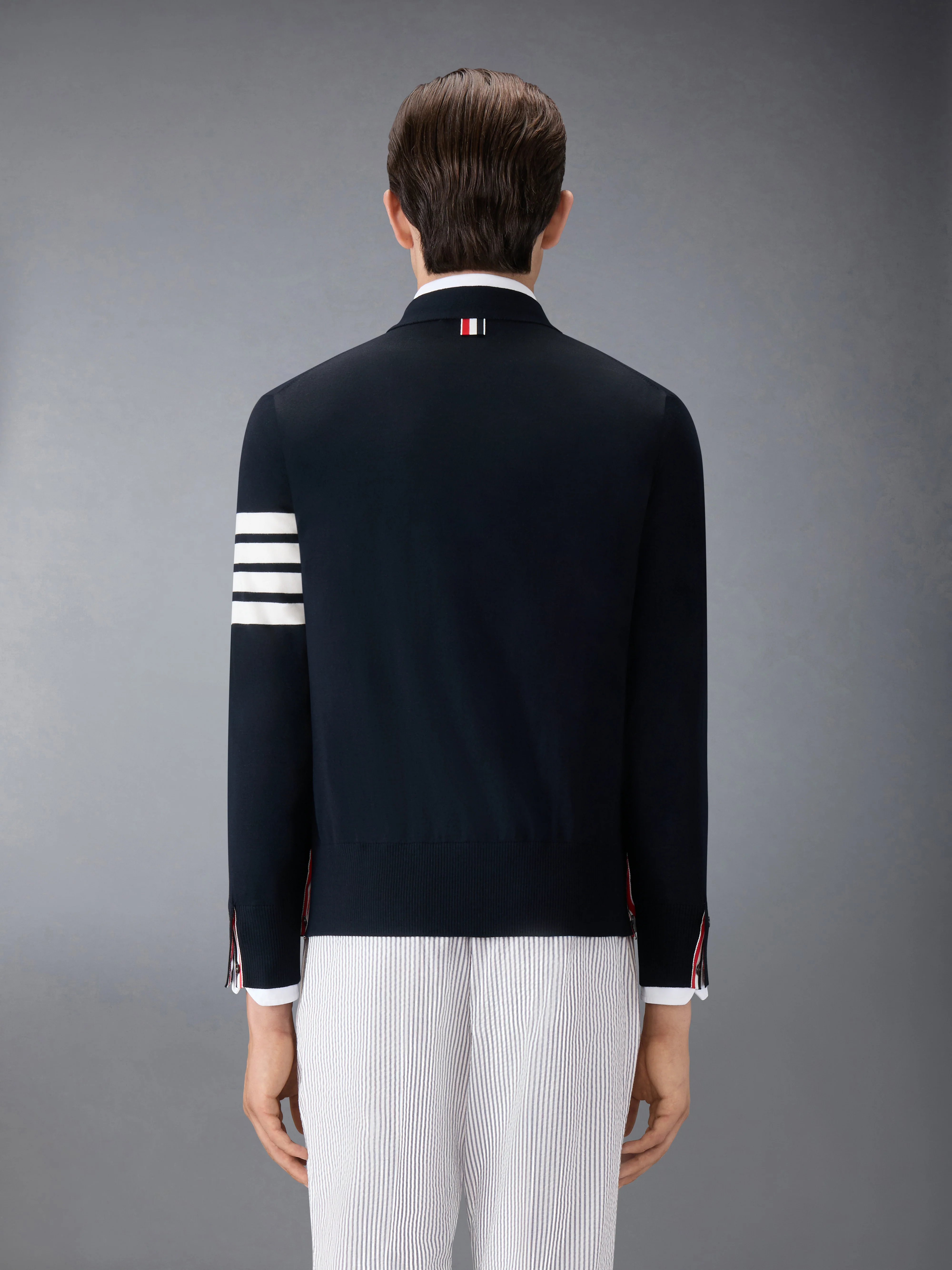 MERINO WOOL 4-BAR CLASSIC V-NECK CARDIGAN