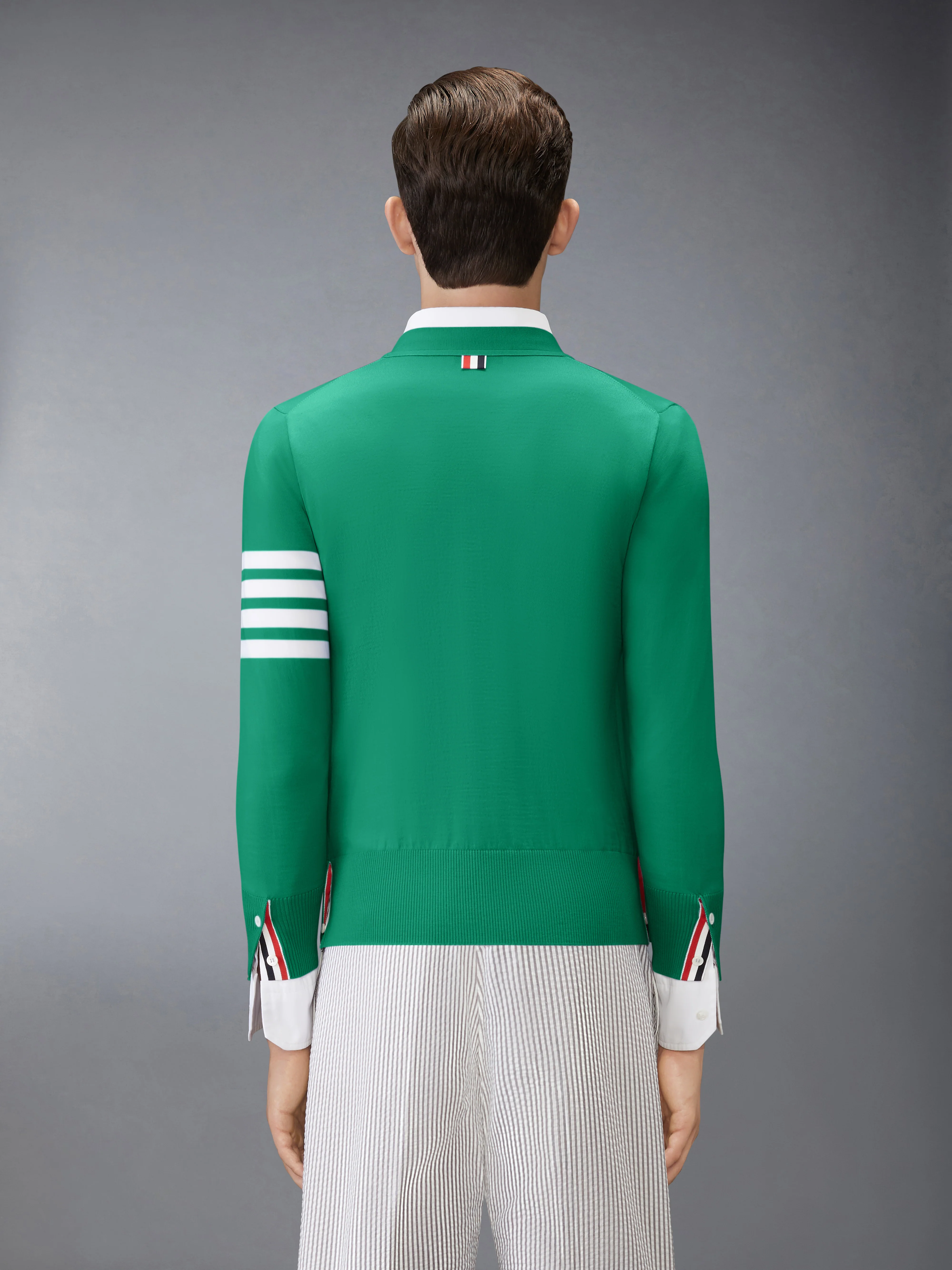 MERINO WOOL 4-BAR CLASSIC V-NECK CARDIGAN