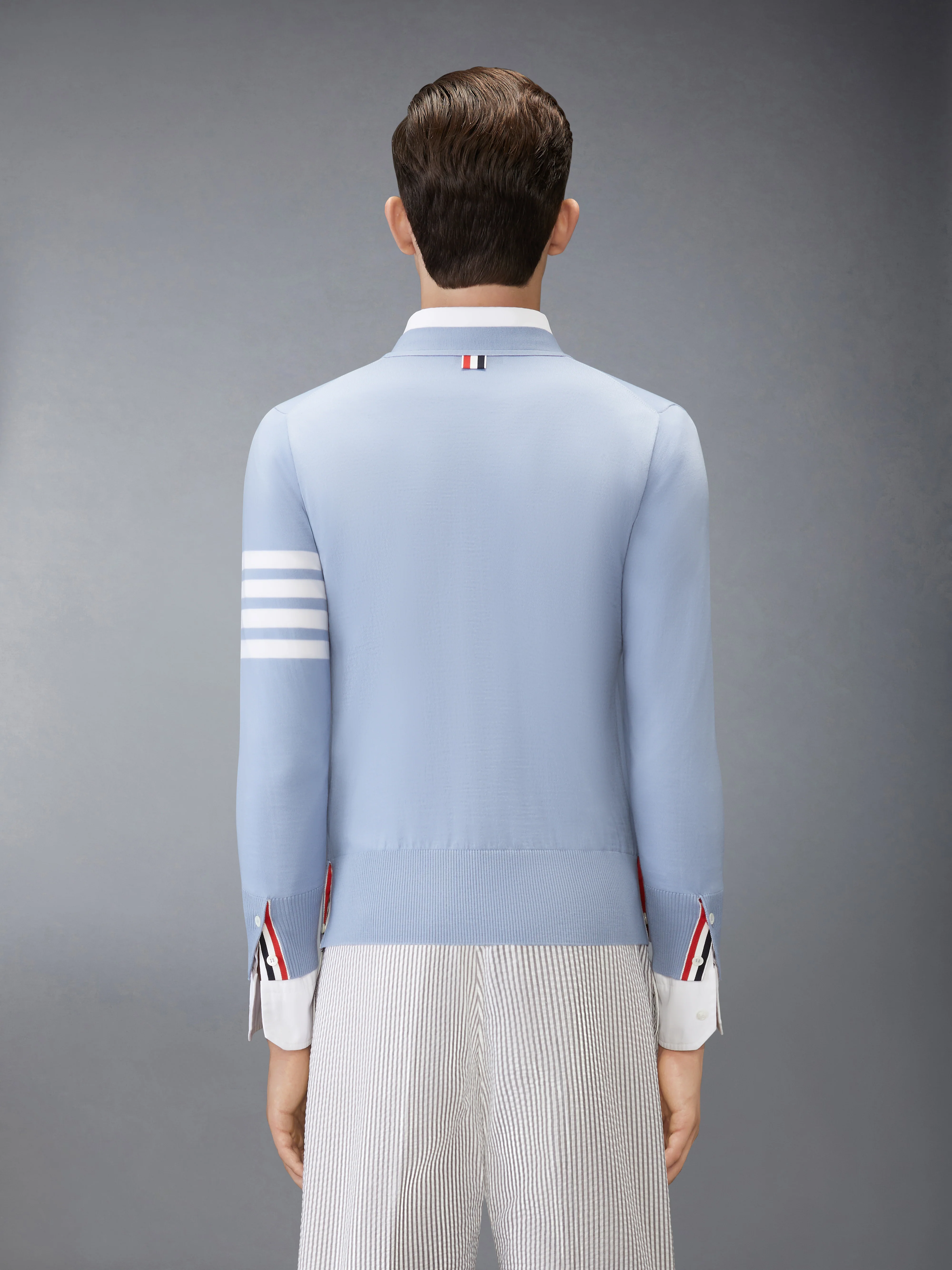 MERINO WOOL 4-BAR CLASSIC V-NECK CARDIGAN
