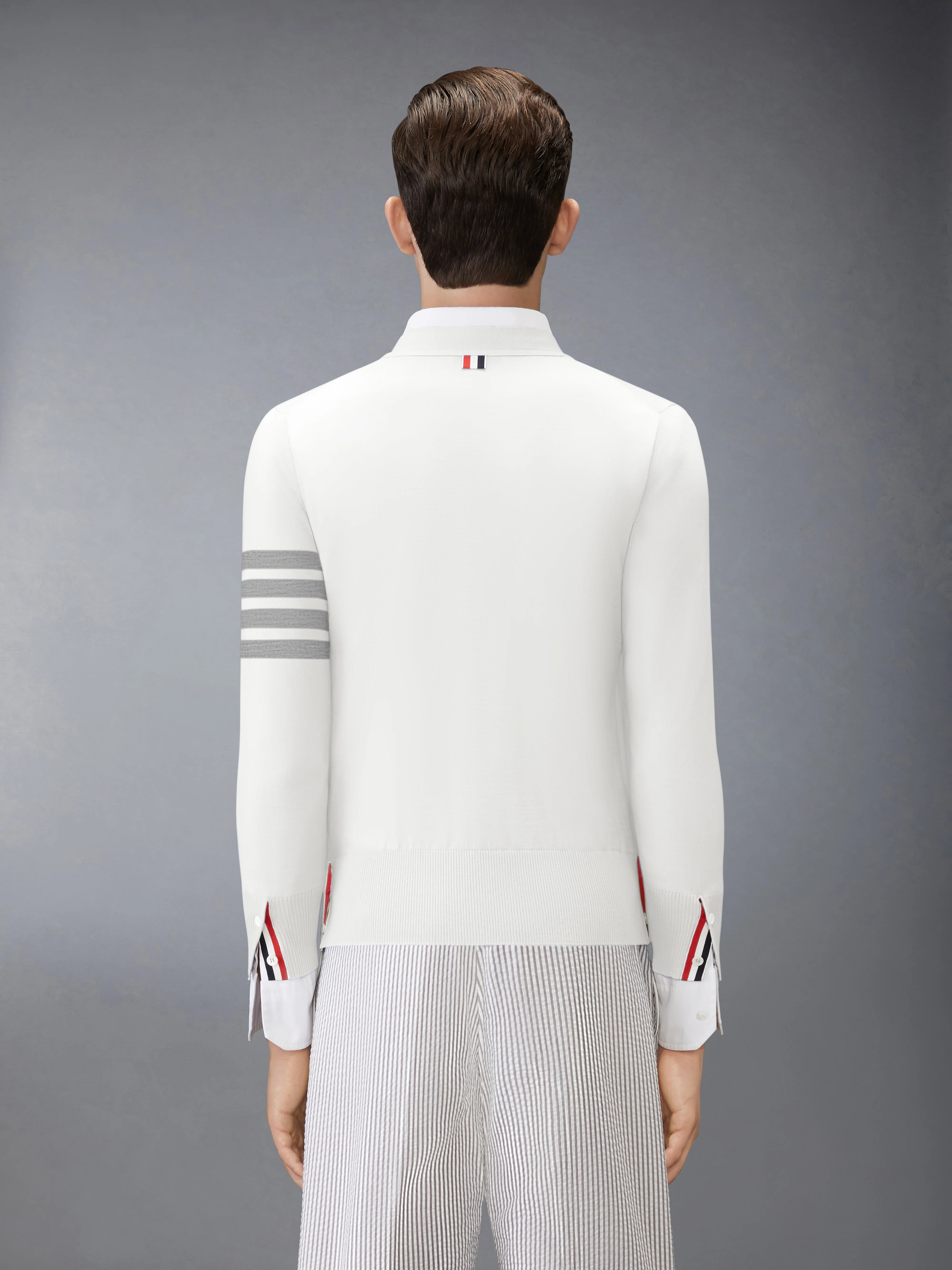 MERINO WOOL 4-BAR CLASSIC V-NECK CARDIGAN