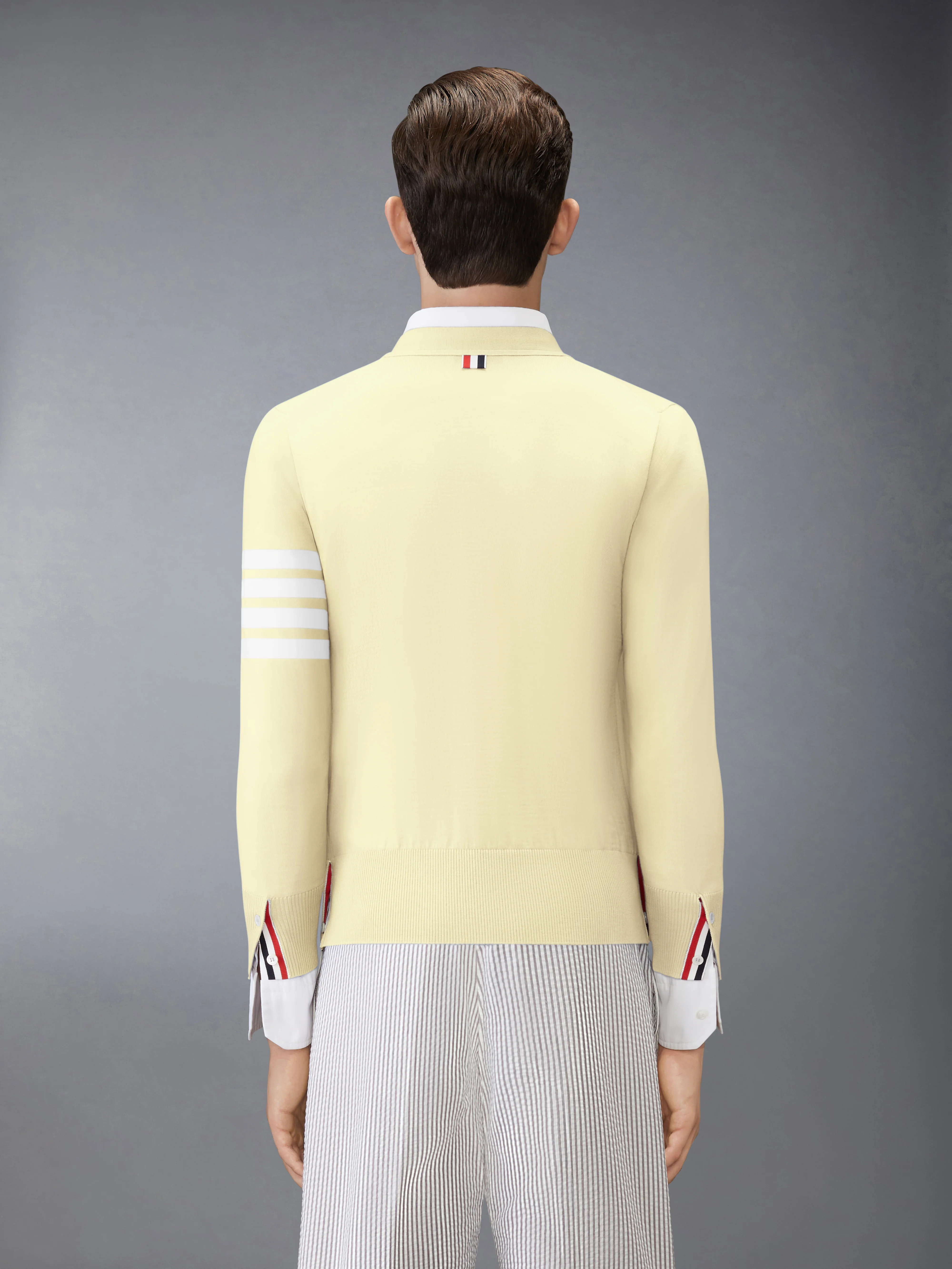 MERINO WOOL 4-BAR CLASSIC V-NECK CARDIGAN