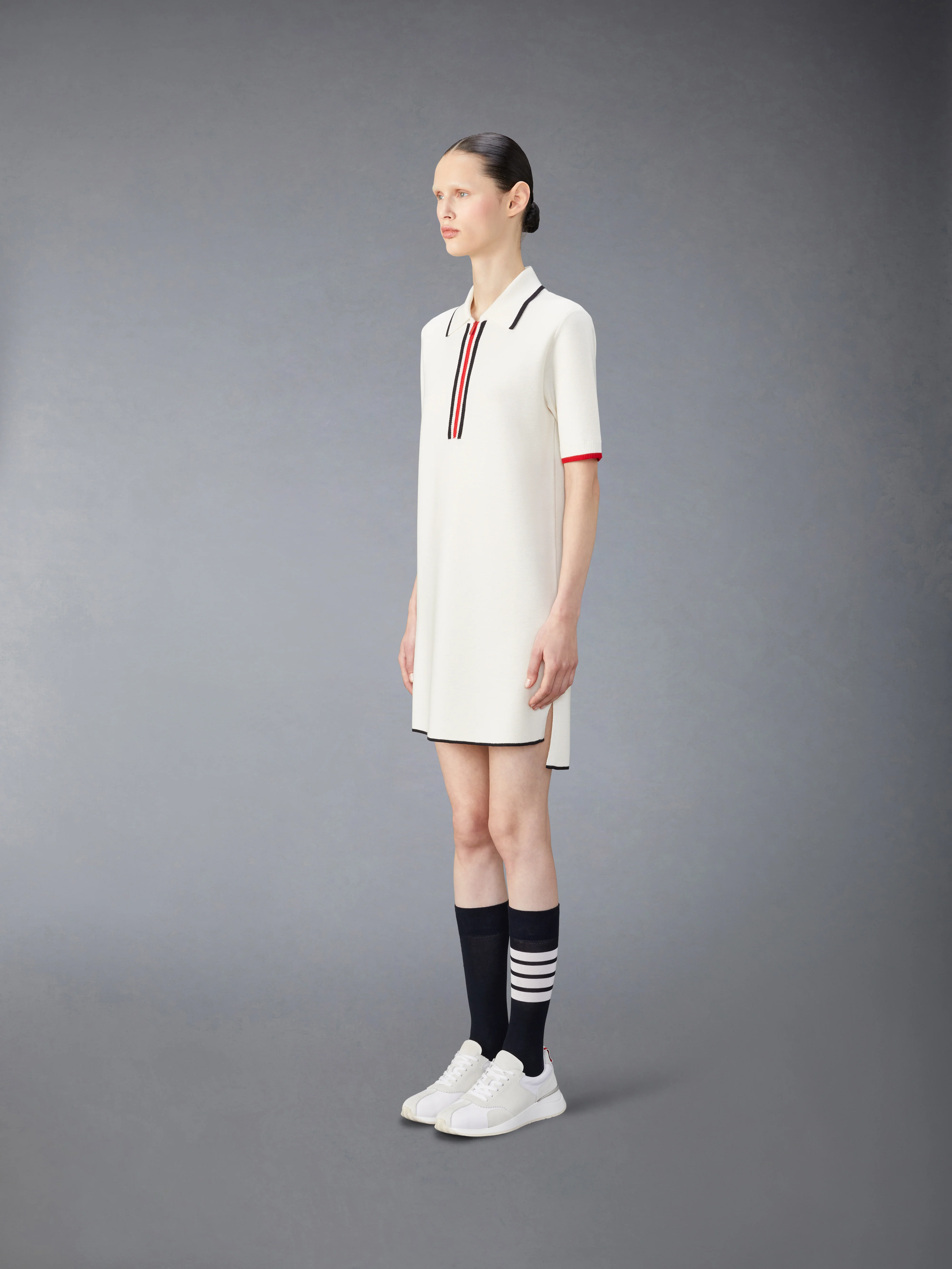 MERINO WOOL MILANO STITCH ZIP UP POLO DRESS