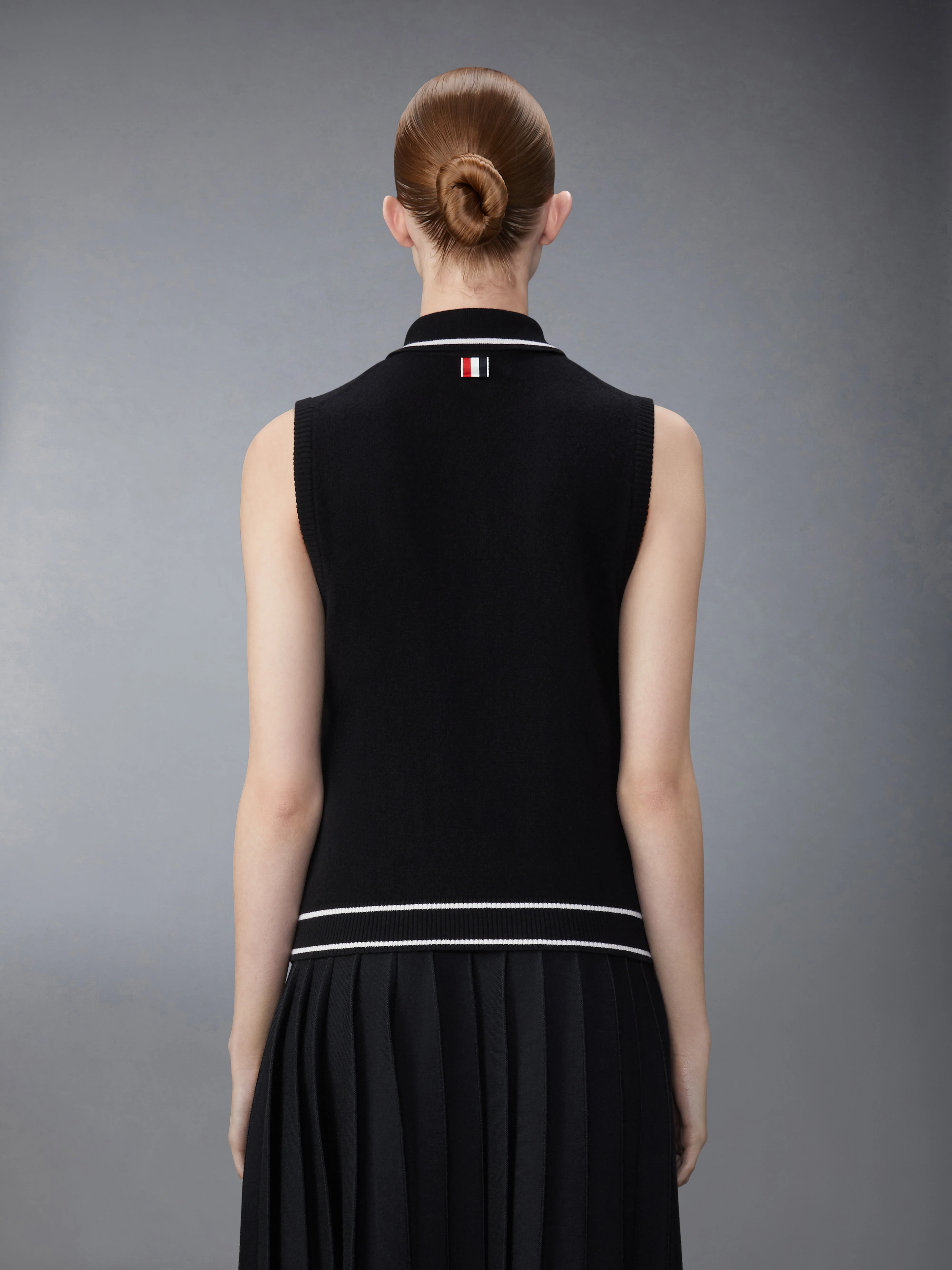 MERINO WOOL POINTELLE JERSEY HECTOR & ROSE SLEEVELESS POLO