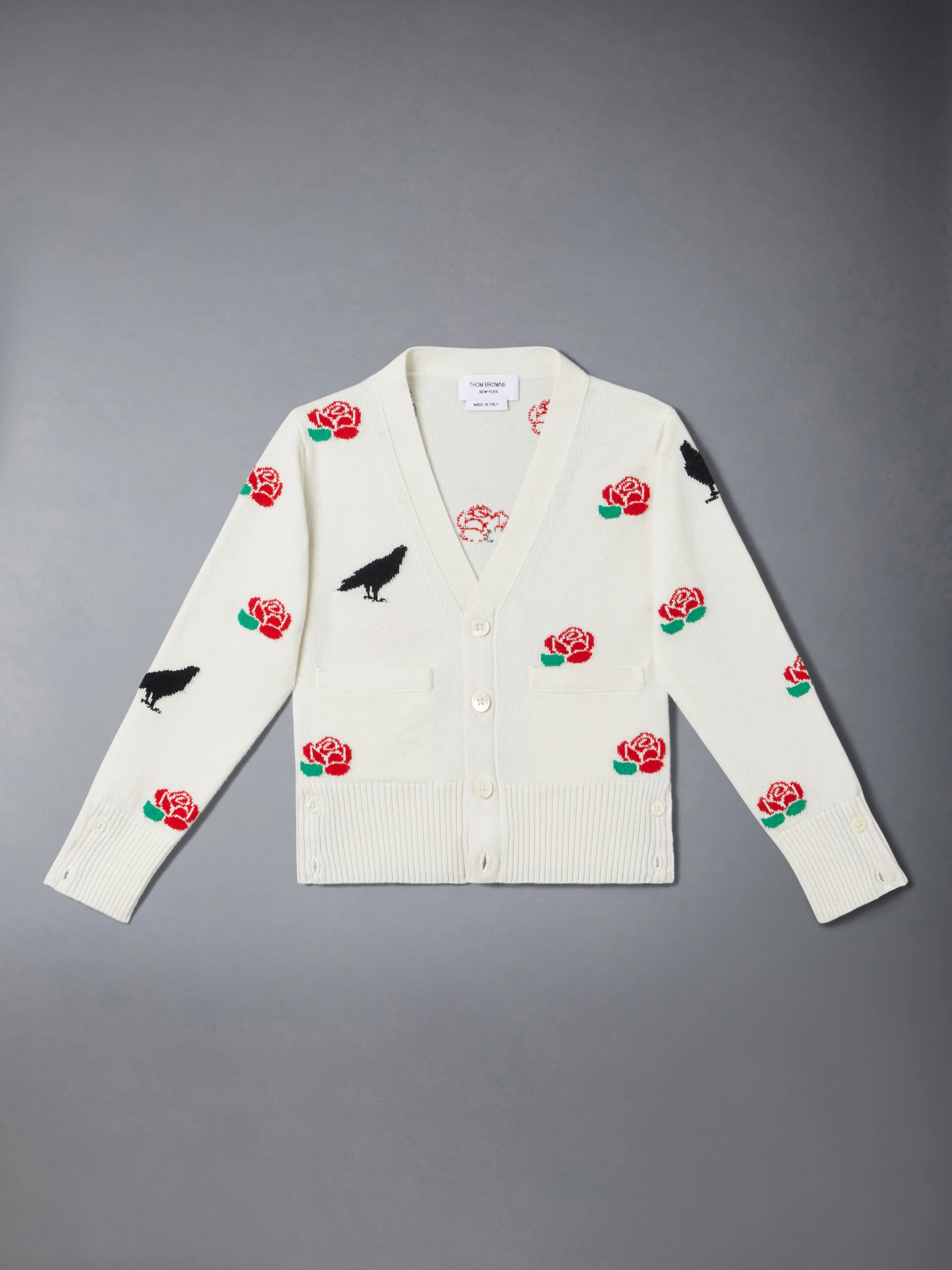 MERINO WOOL ROSE AND RAVEN CARDIGAN