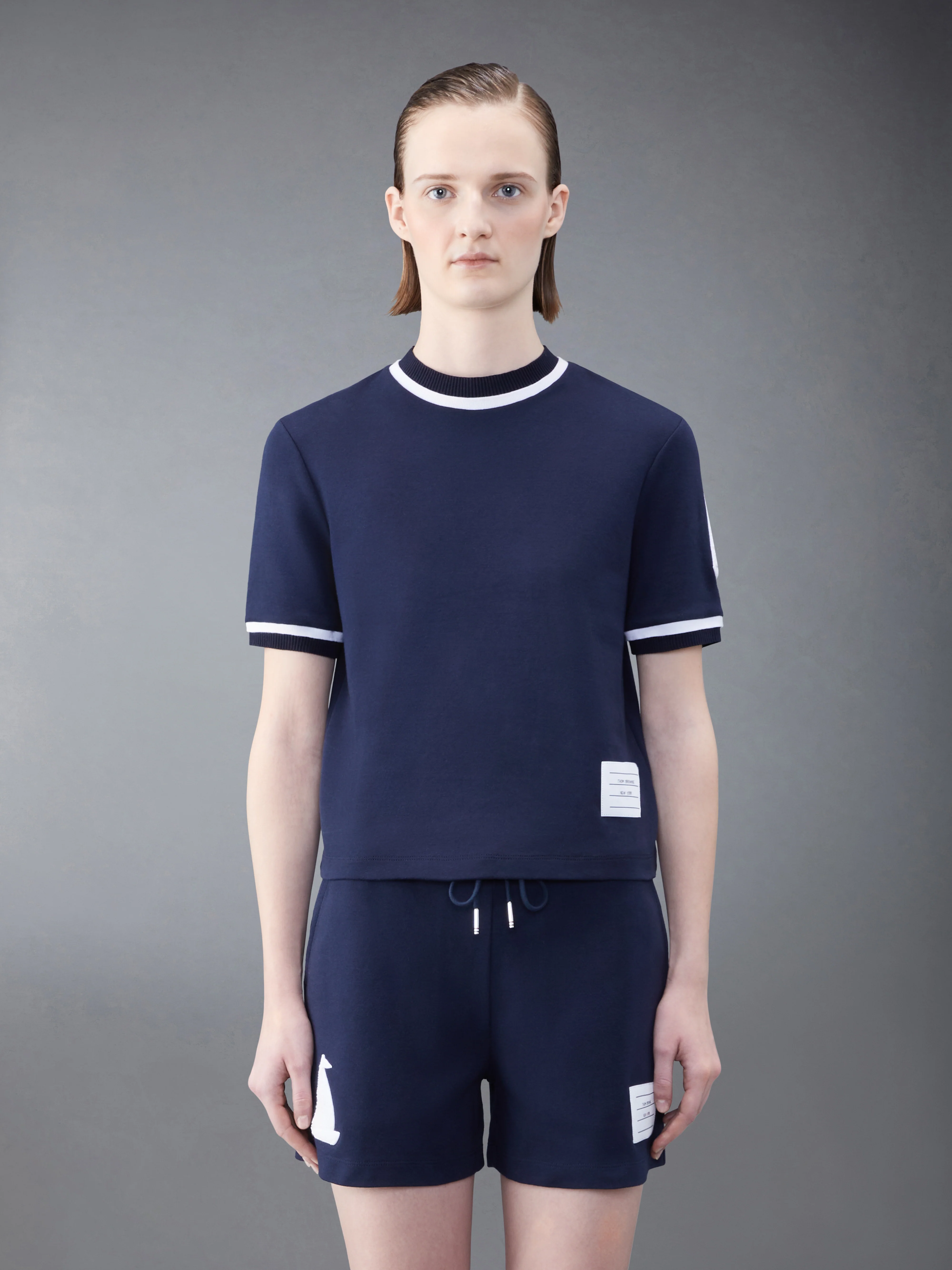 Milano Chenille Sailboat Patch Mock Neck Tee